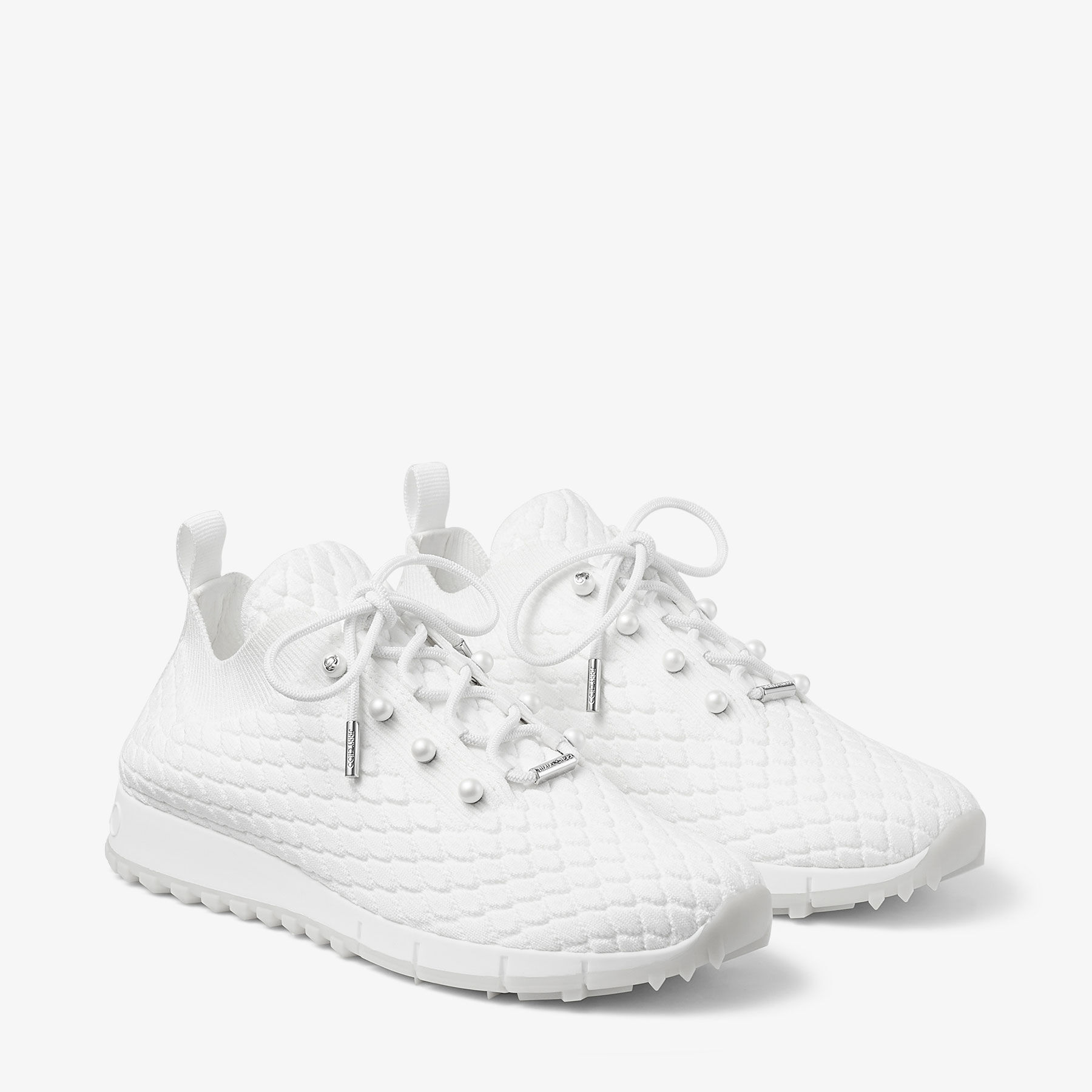 Veles |White Textured Knit Trainers | JIMMY CHOO Veles |White Textured Knit Trainers | JIMMY CHOO
