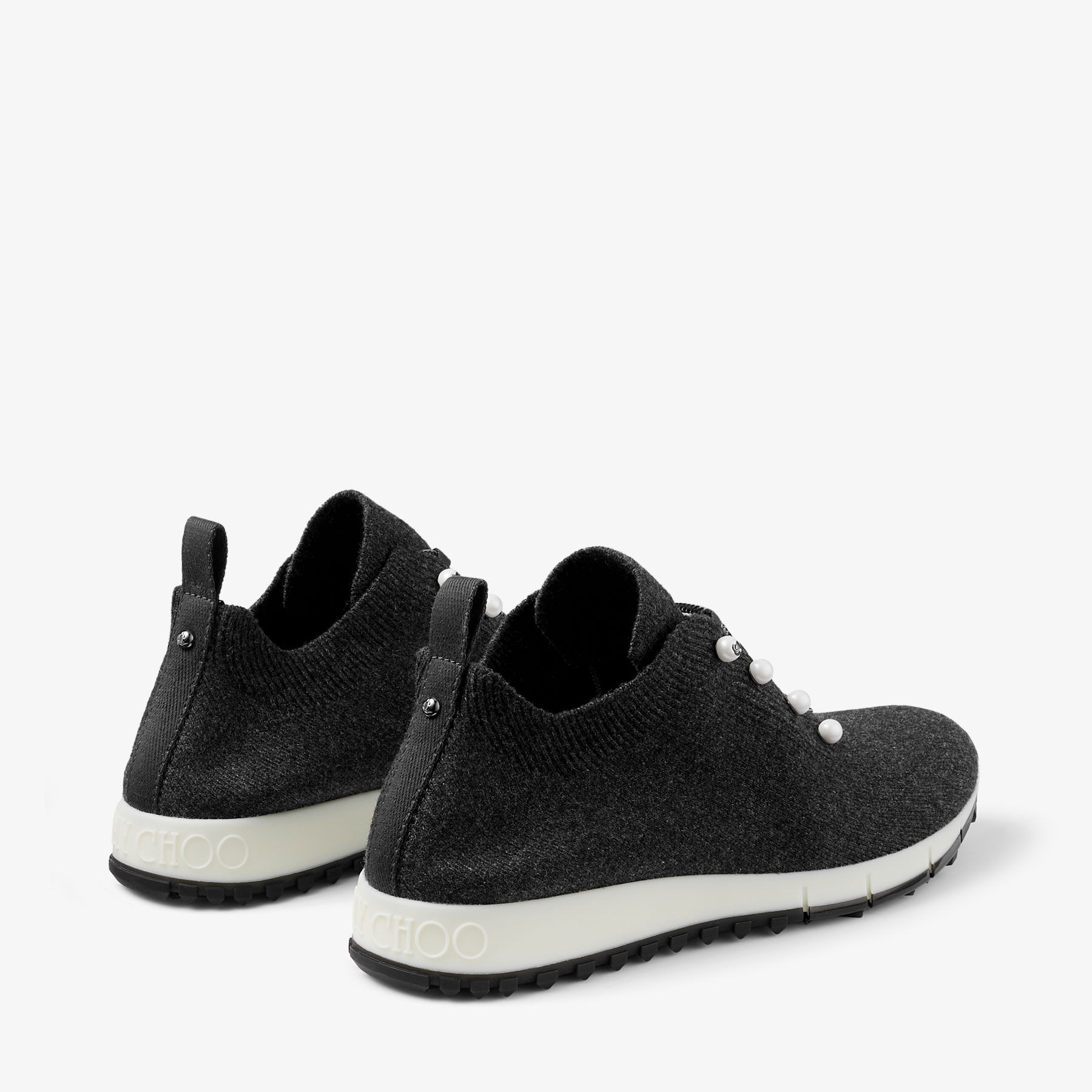 スニーカー Jimmy Choo FW25 'Veles' sneakers (VELESPZG XBLACKMIX) Veles | Black Cashmere Knit Trainer | JIMMY CHOO