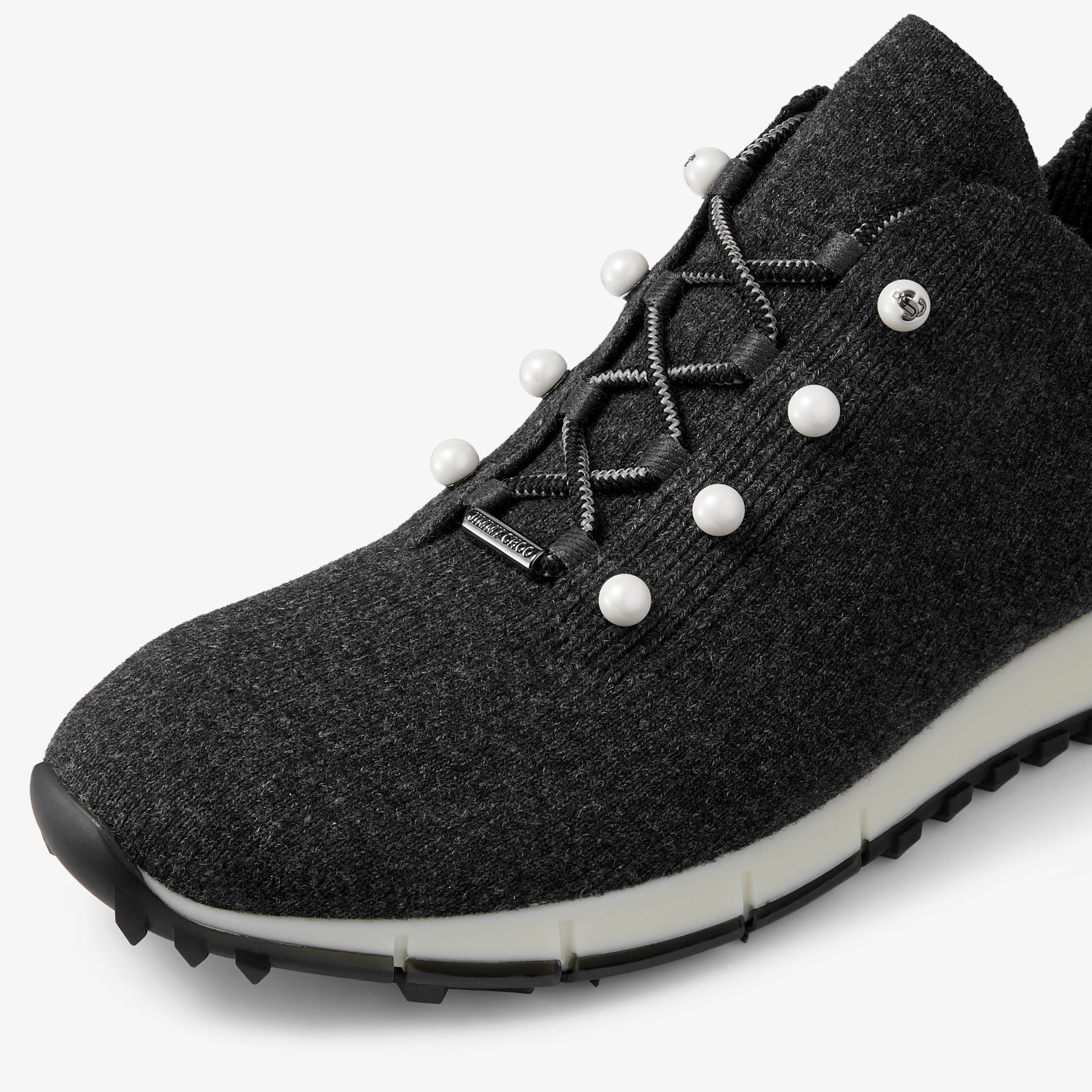 スニーカー Jimmy Choo FW25 'Veles' sneakers (VELESPZG XBLACKMIX) Veles | Black Cashmere Knit Trainer | JIMMY CHOO