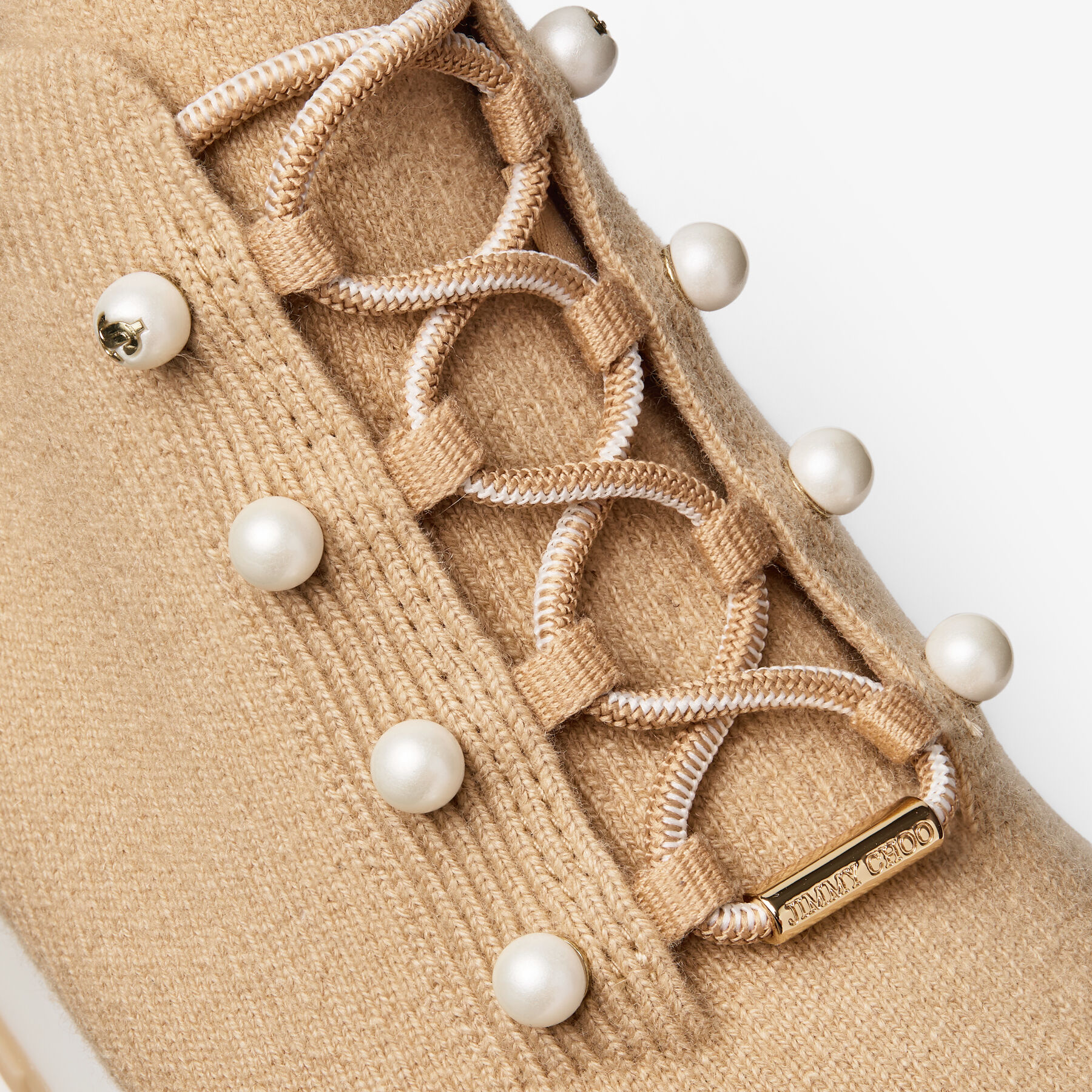 Veles | Chai Cashmere Melange Knit Trainers with Pearl Buttons