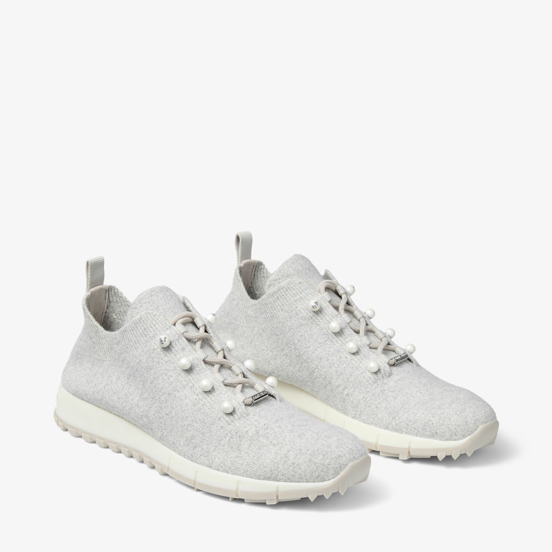 Veles | Moon Mix Cashmere Melange Knit Trainers with Pearl Buttons