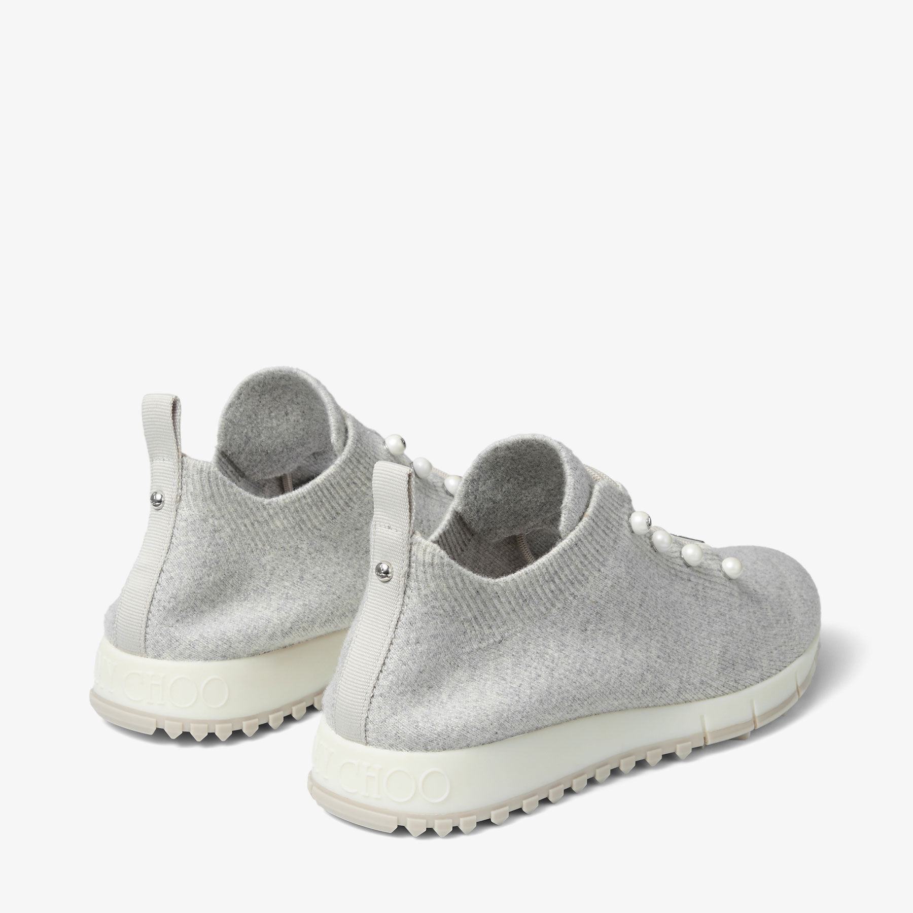 Veles | Moon Mix Cashmere Melange Knit Trainers with Pearl Buttons