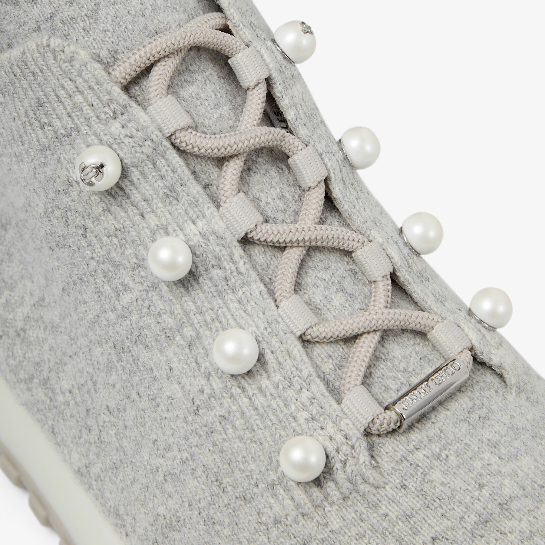 muumin3434 Veles | Moon Mix Cashmere Melange Knit Trainers with Pearl Buttons