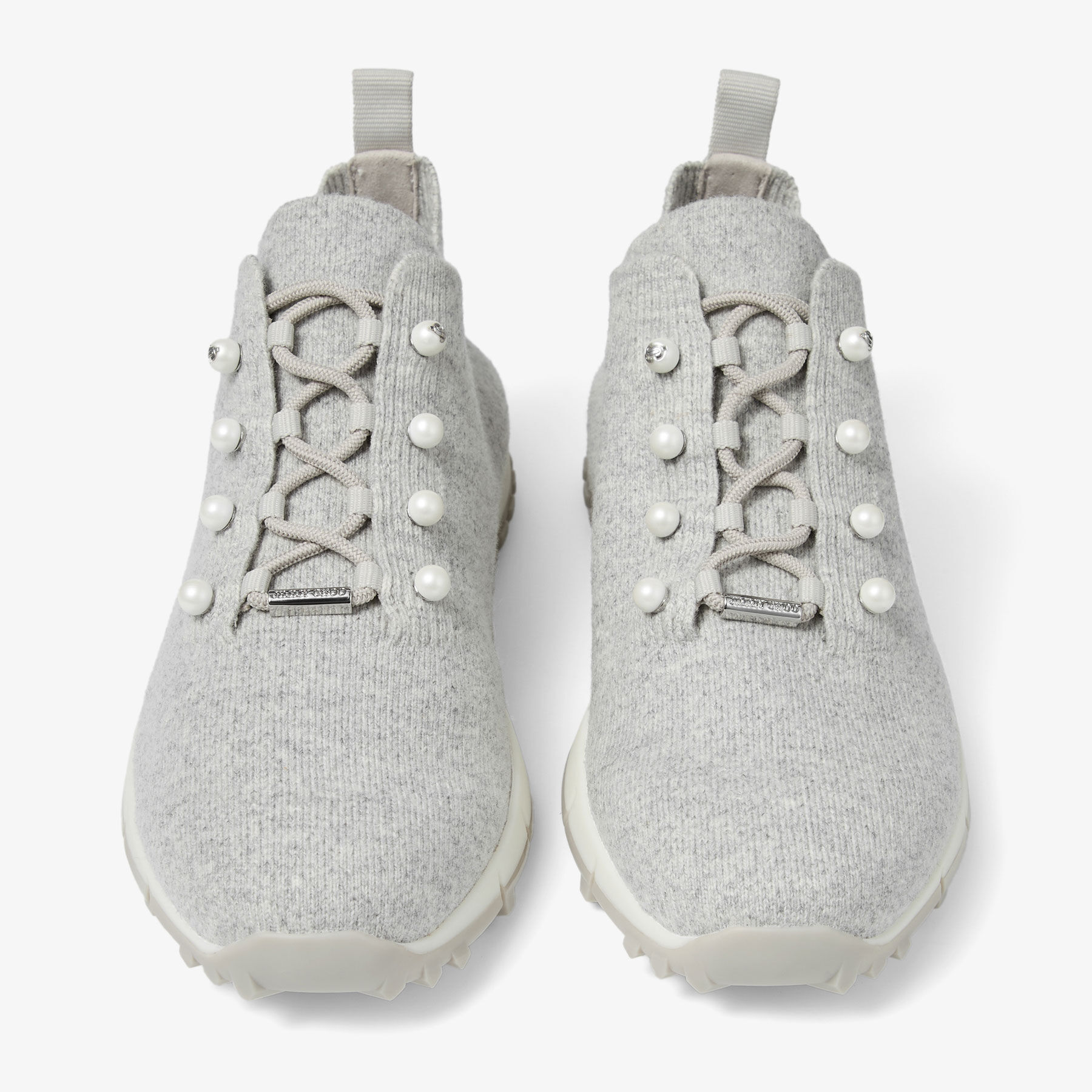 Veles | Moon Mix Cashmere Melange Knit Trainers with Pearl Buttons
