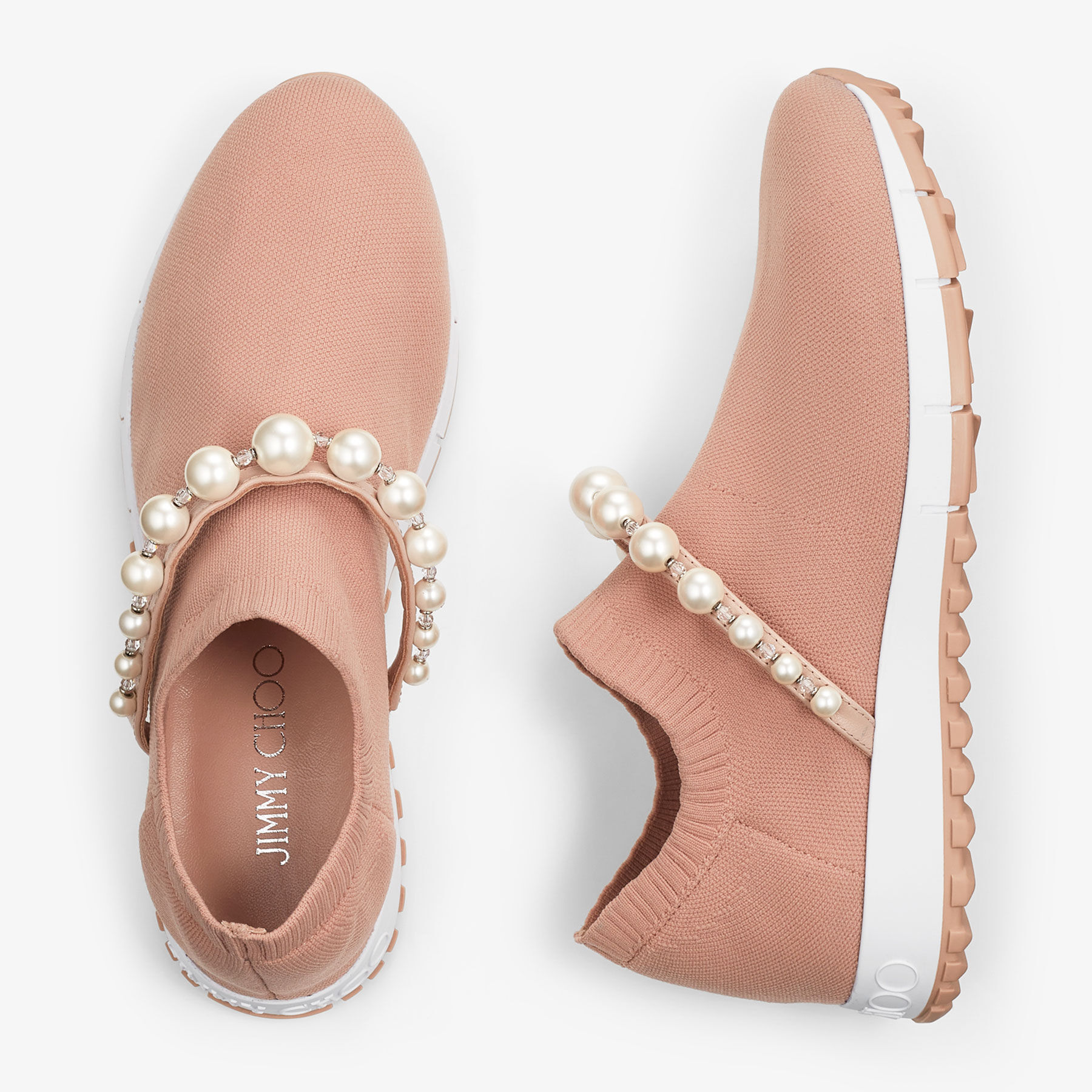 VENICE | Ballet Pink Knit Trainers with Pearls | Summer