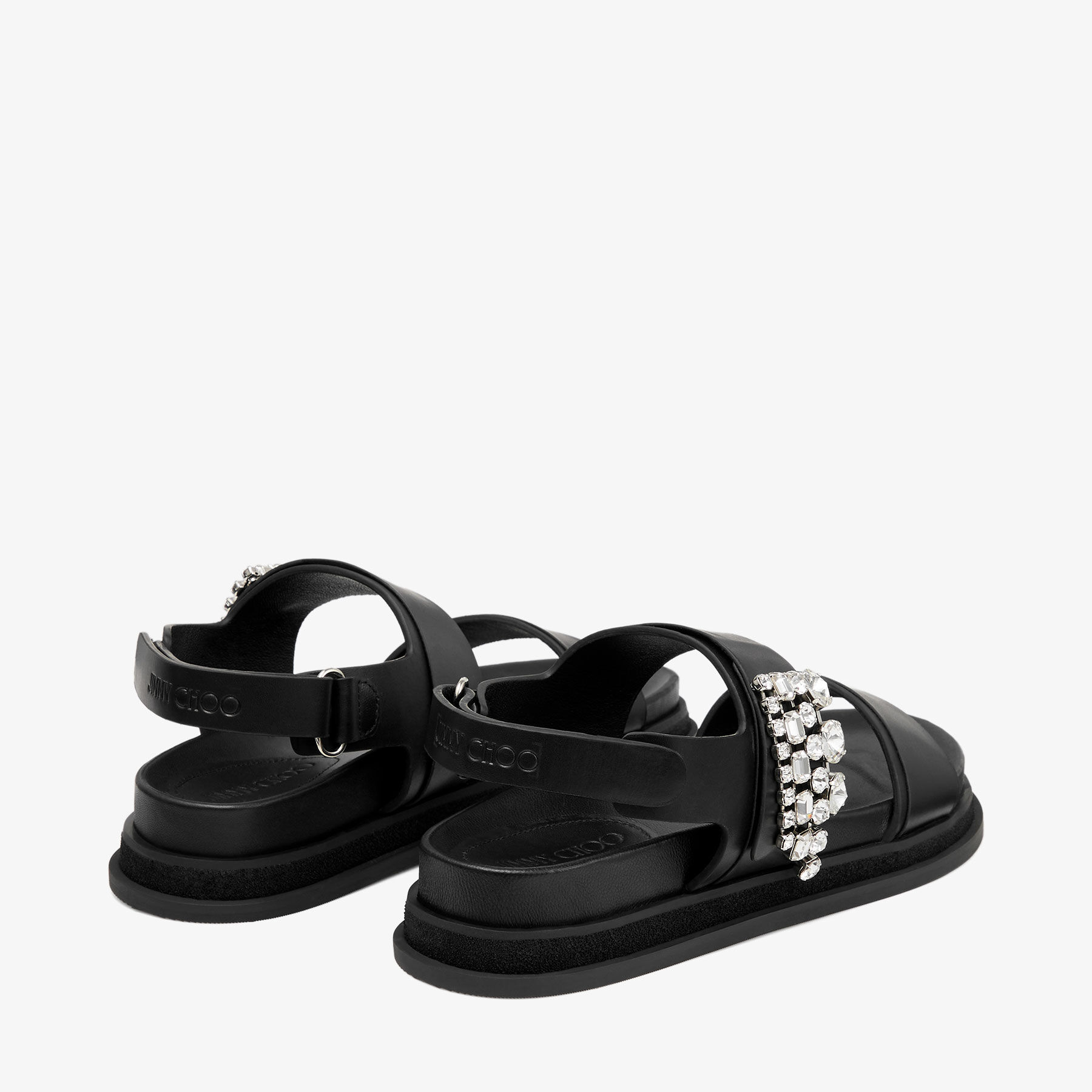 Verity Sandal Flat | Black Leather Crystal Flat Sandals Verity Sandal Flat | Black Leather Crystal Flat Sandals
