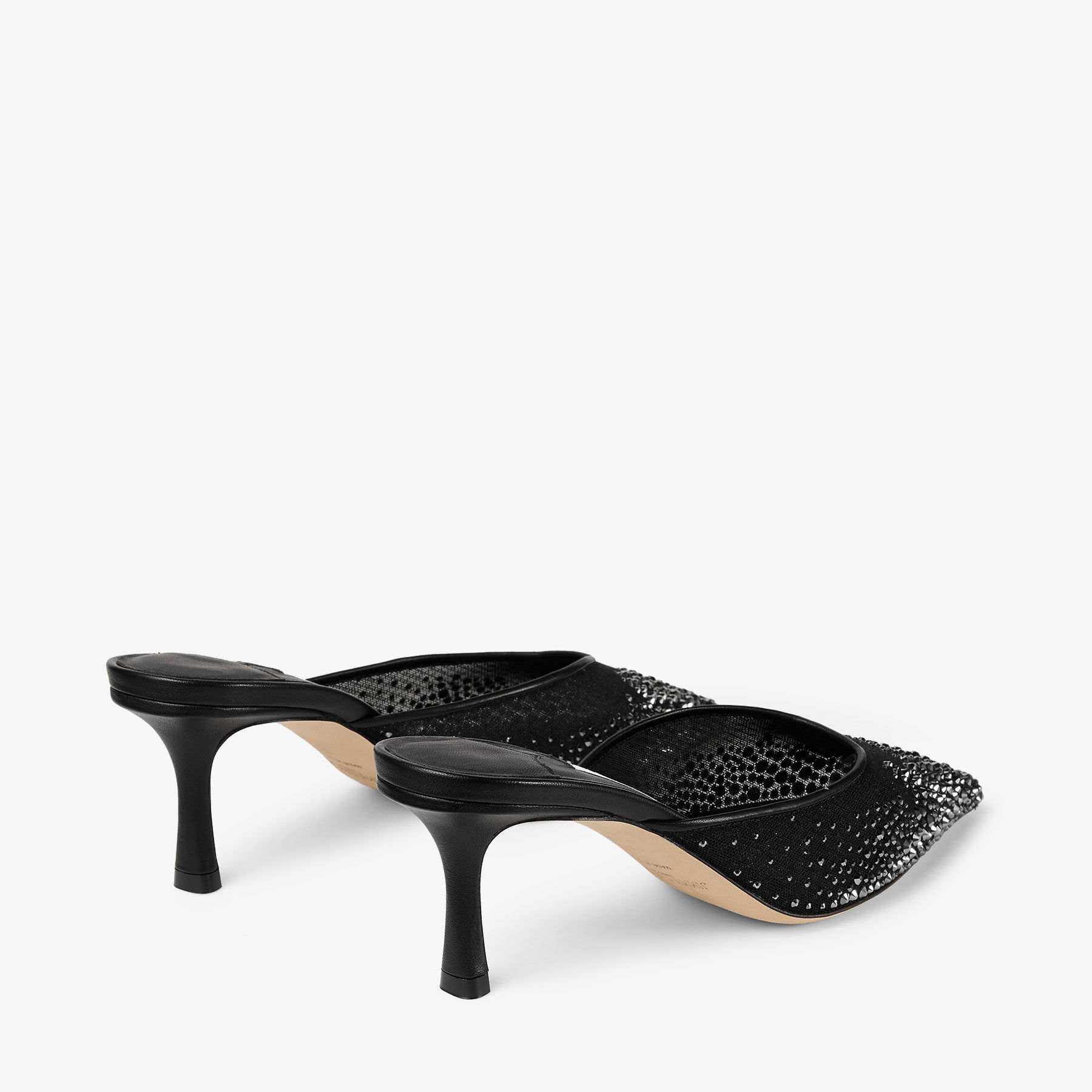 Vivi 65 | Black Crystal Mesh Mules | JIMMY CHOO