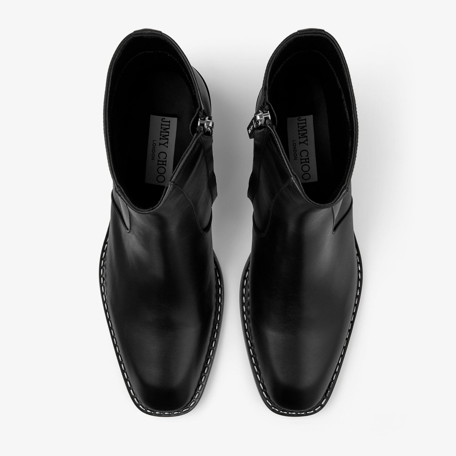 Wilder Boot | Black Calf Leather Ankle Boots with Metal Detail