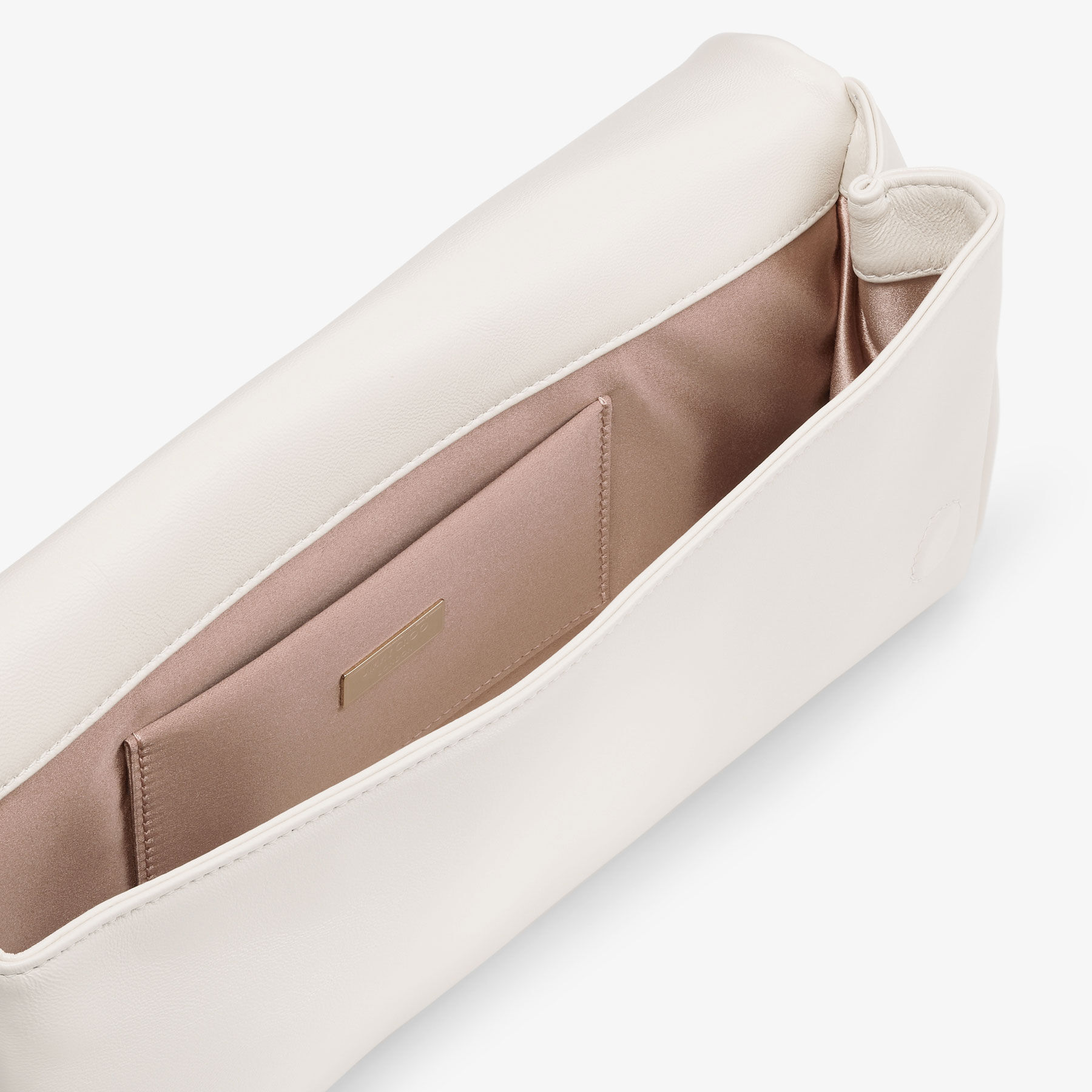 Xandra | Latte Nappa Leather Clutch Bag with Crystal Bangle | New