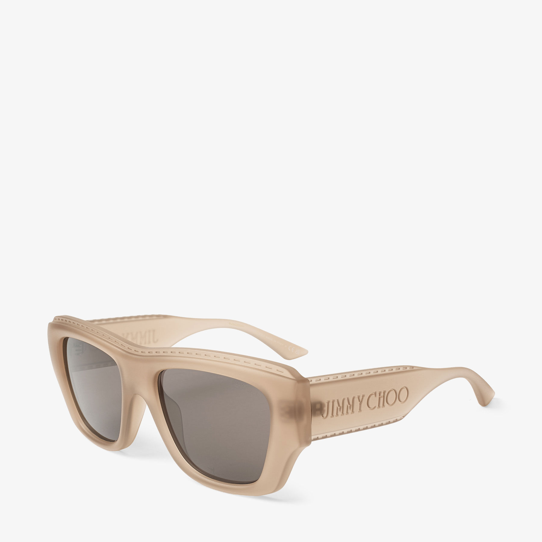 Yani | Matte Transparent Tan Rectangular Sunglasses | JIMMY CHOO