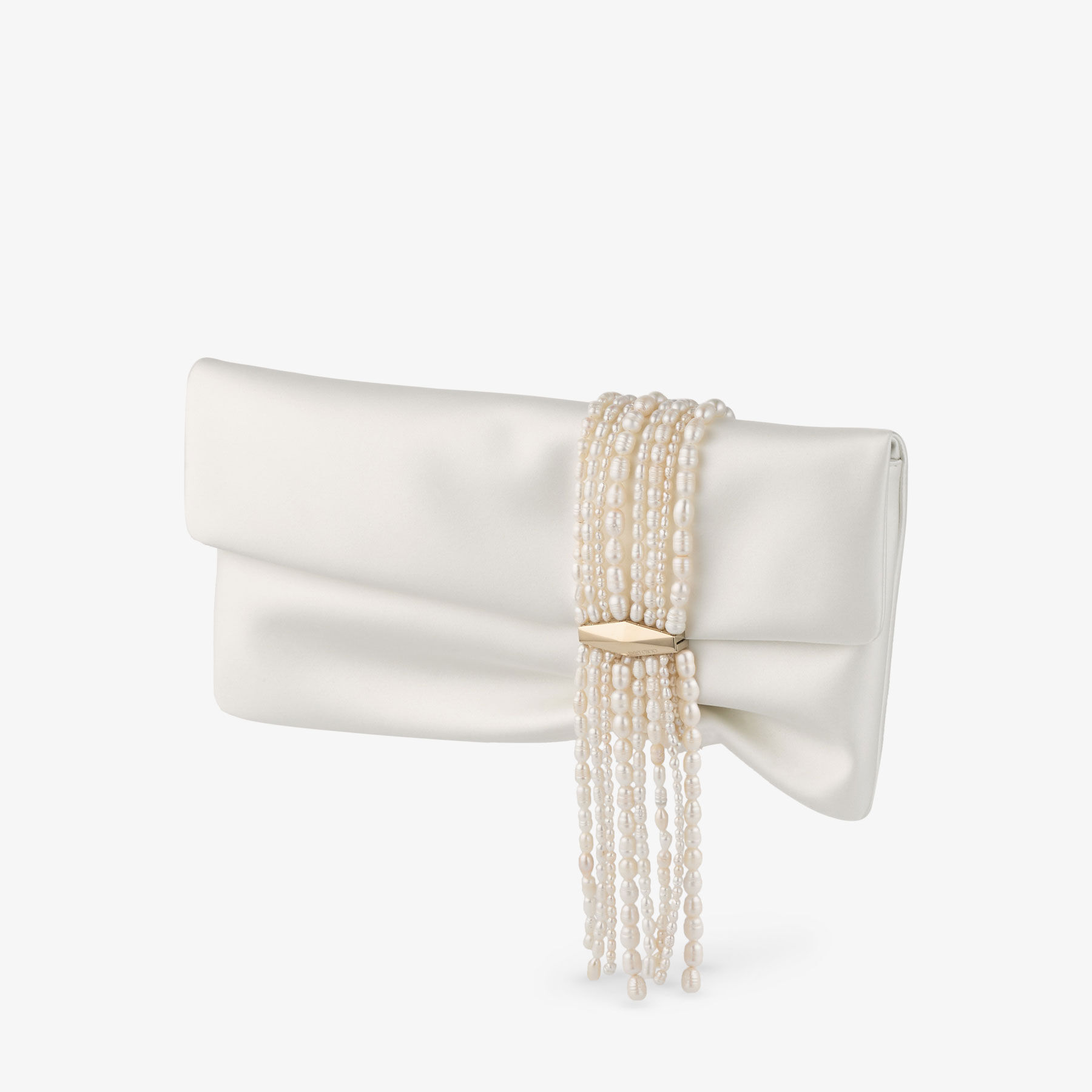 Zandra | Ivory Satin Clutch Bag | JIMMY CHOO