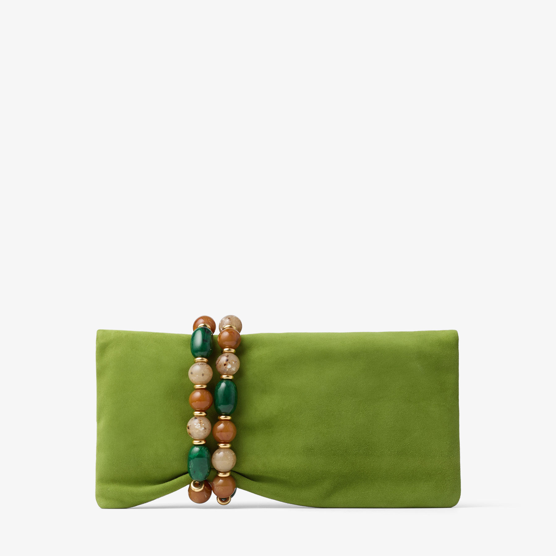 Zandra | Clover Suede Clutch Bag with Beaded Bracelet | JIMMY CHOO