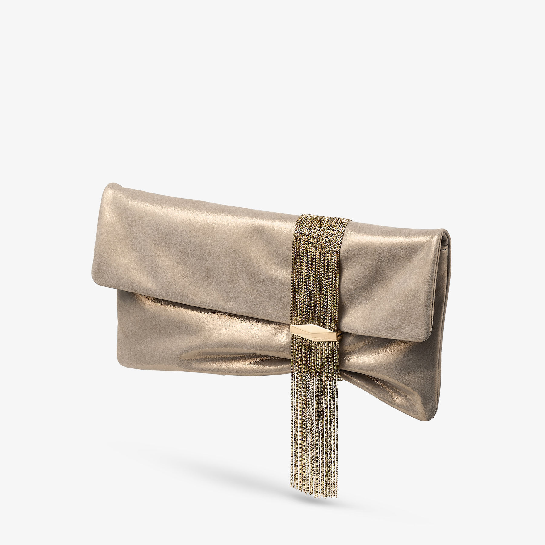 Zandra | Gold Shimmer Suede Clutch Bag | JIMMY CHOO