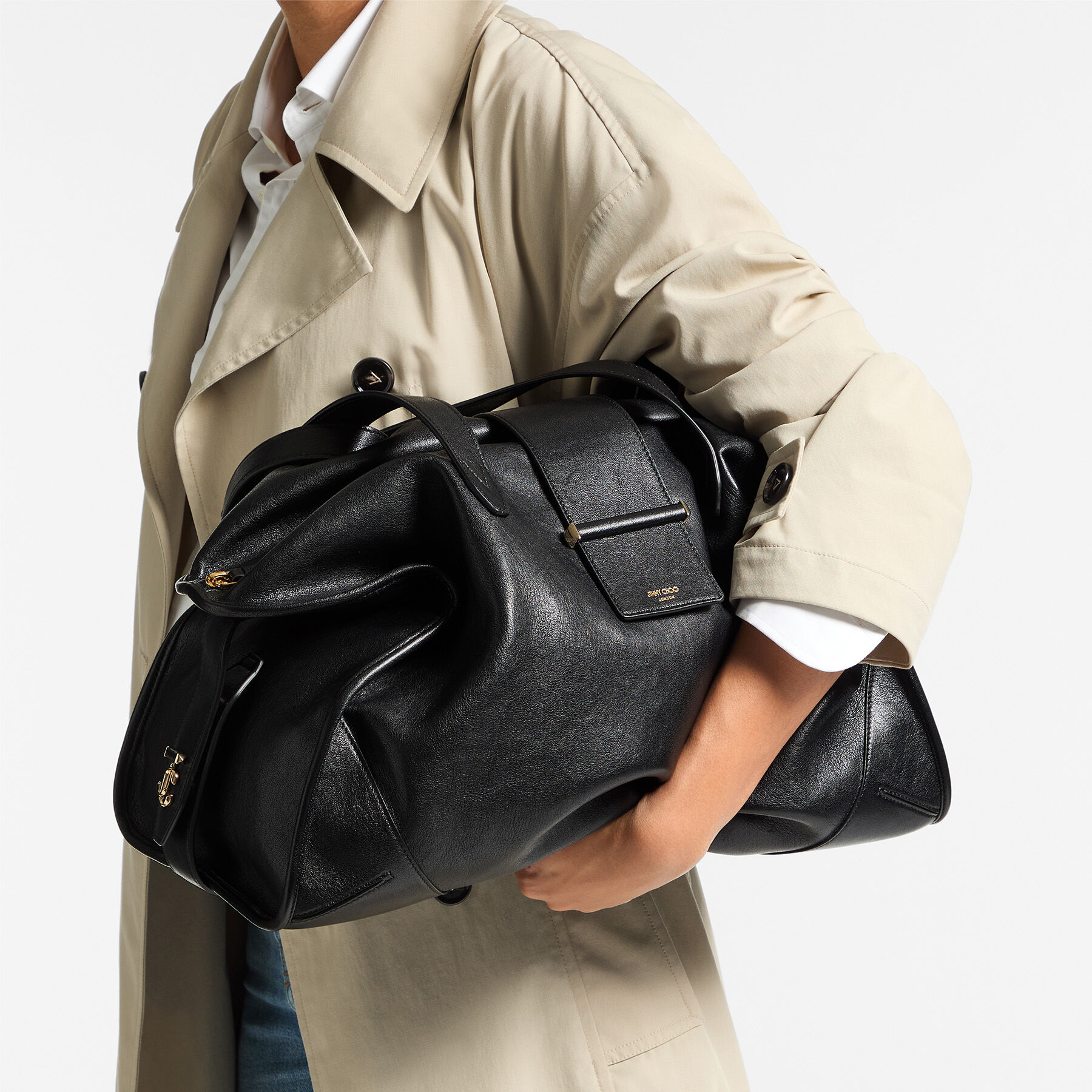 ビバンダム Bar Holdall Large | Black Biker Leather Holdall Bag | JIMMY CHOO