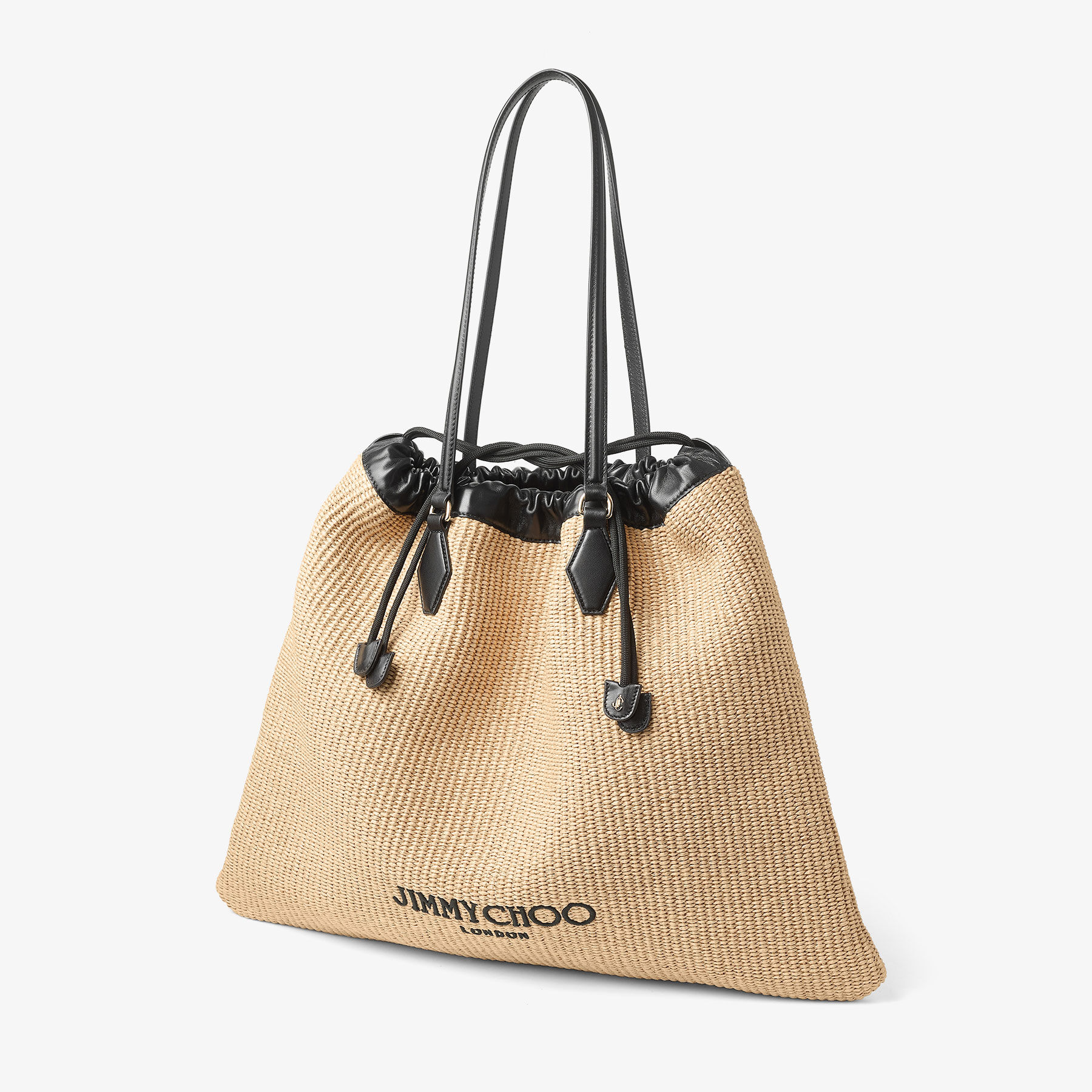 Drawstring Tote Large | Natural Soft Raffia Tote Bag with Smooth