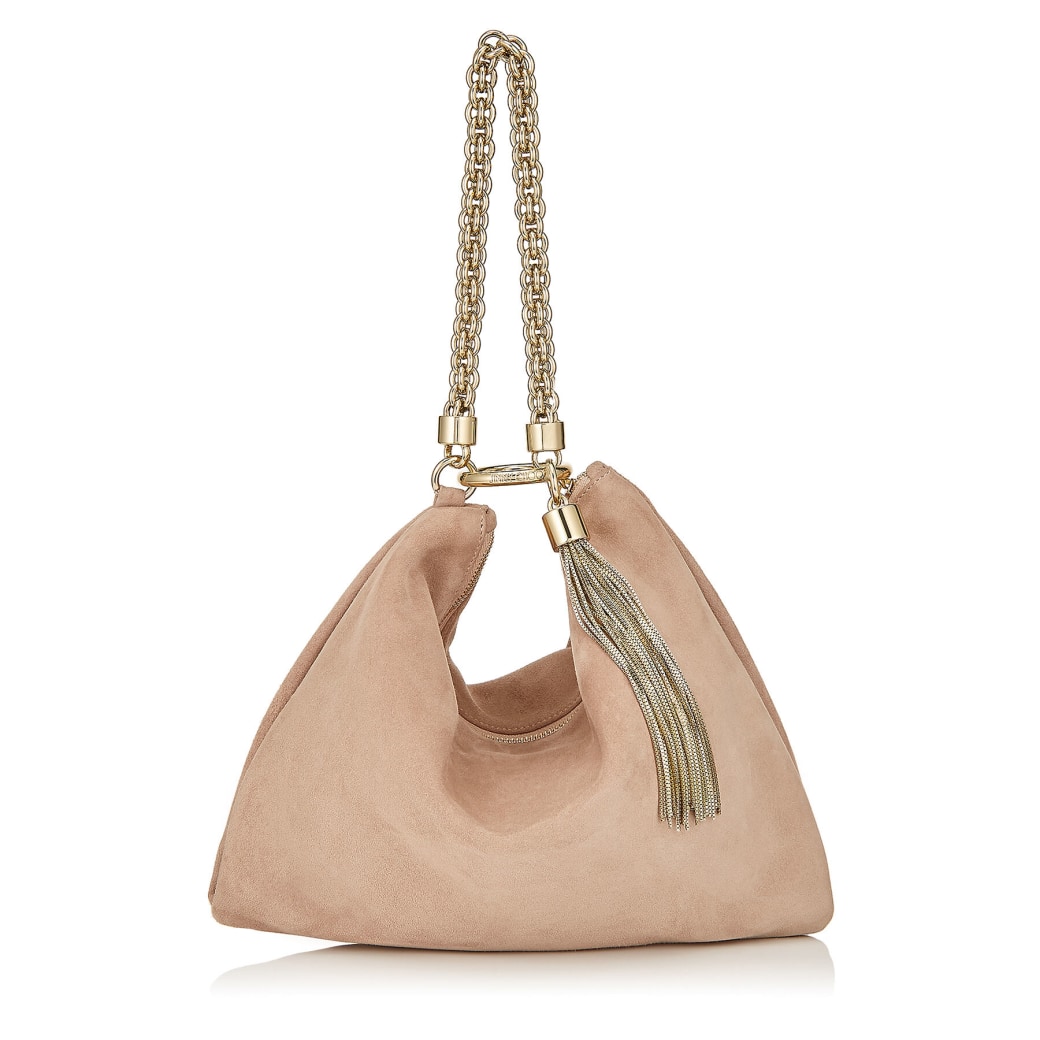pink suede clutch