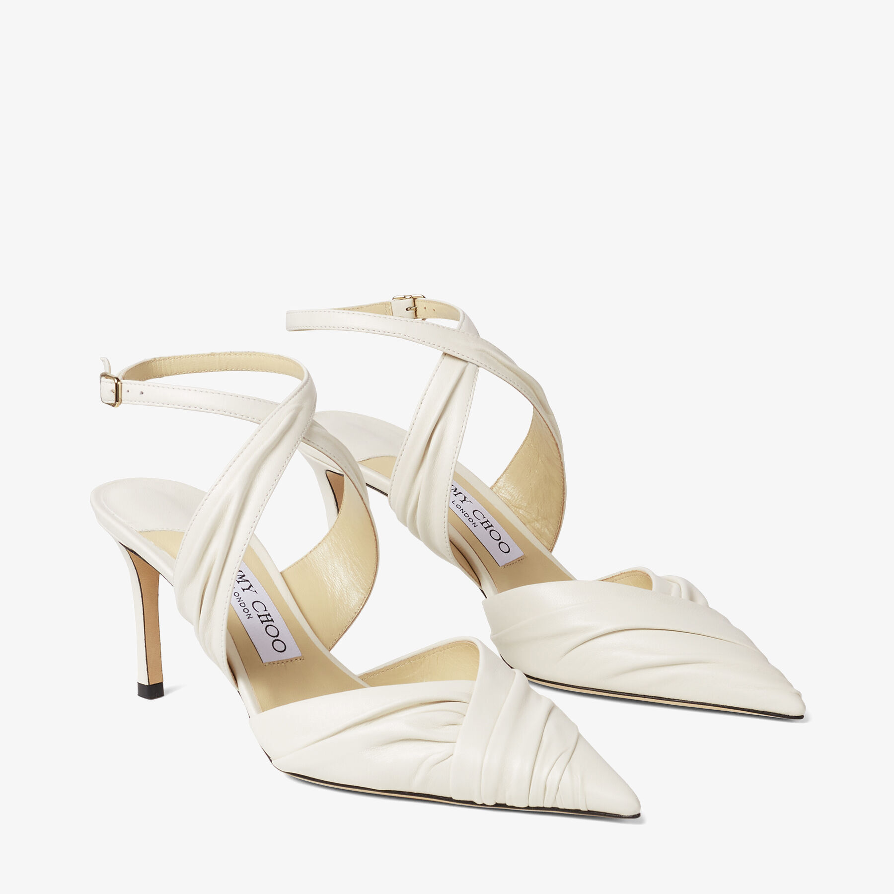 Latte Pleated Luxe Nappa Leather Pumps BASIL 75 Spring 2022