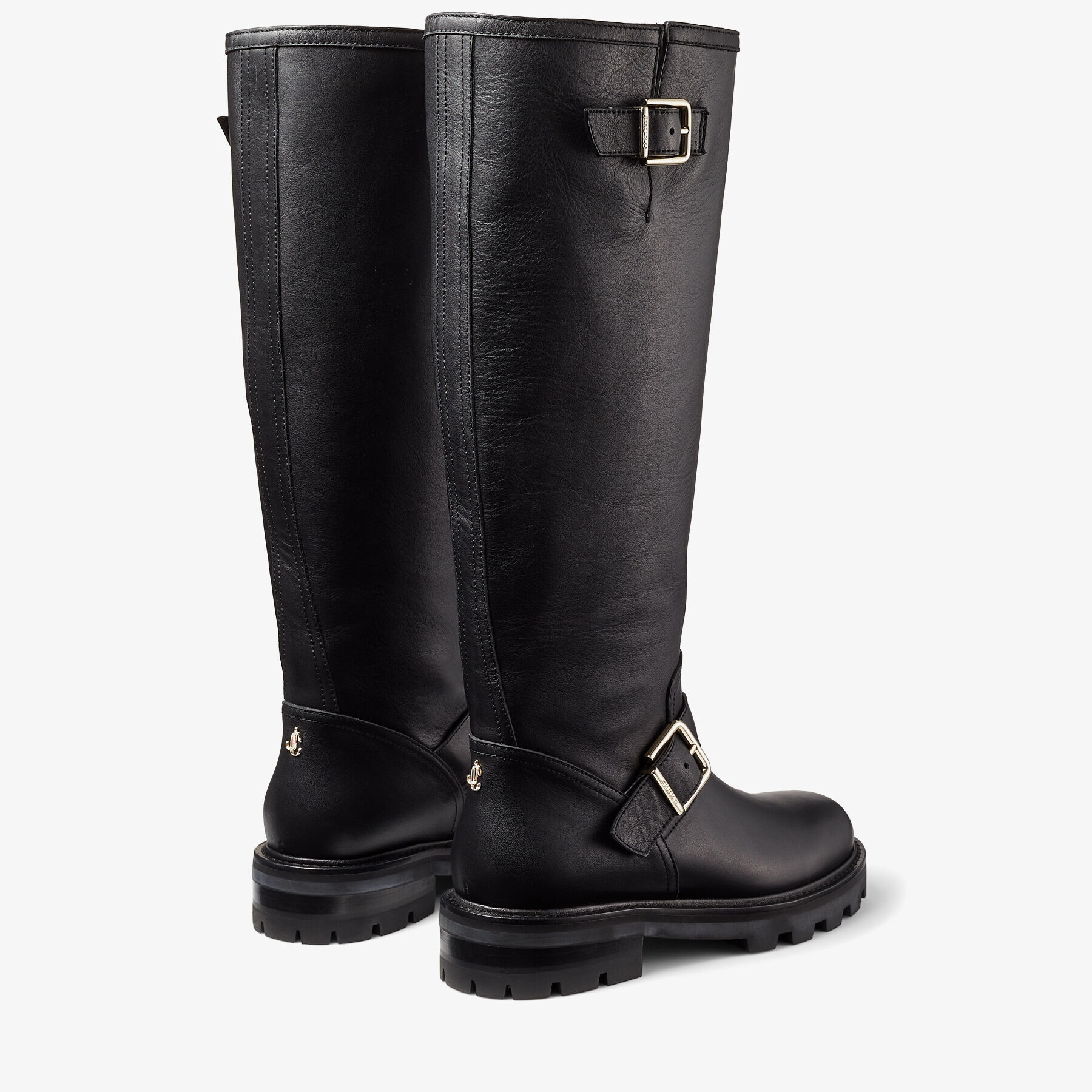 Black Smooth Leather Knee High Biker Boots Biker Ii Tall Autumn Winter 2021 Jimmy Choo 6386