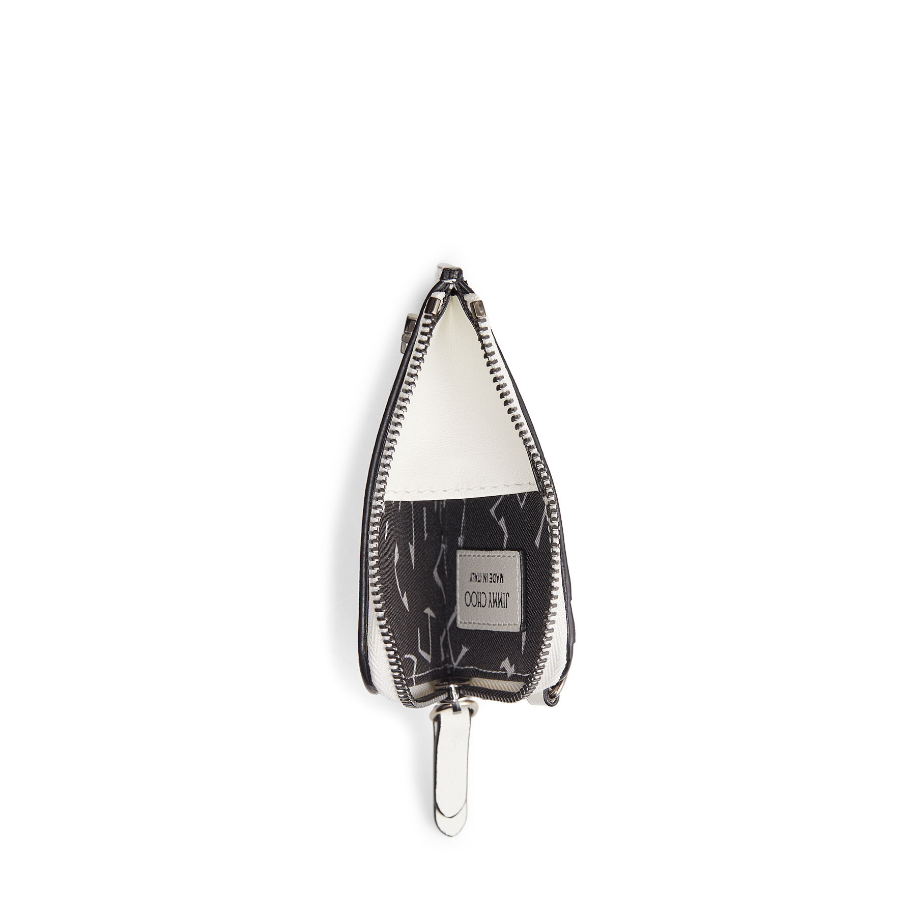 White and Black Artwork Printed Patent Leather Card Holder | JC 