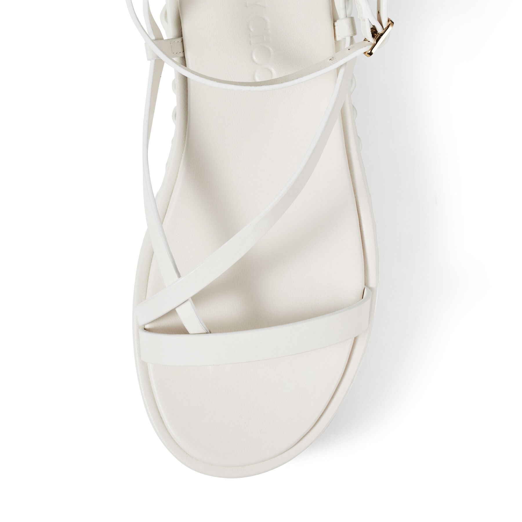 Latte Vachetta Leather Platform Sandals with Pearl Embellishment 
