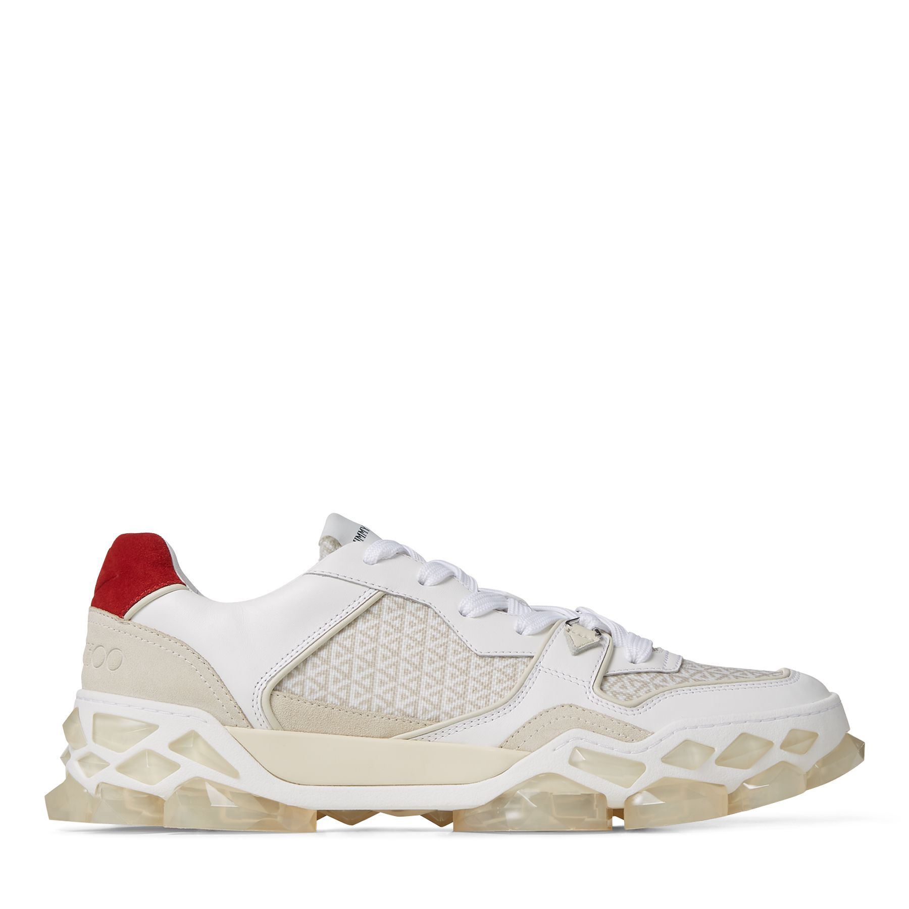 Cotton Mix カーフレザー X クロスタスエード X プリントナイロン ローカットスニーカー Diamond X Trainer M 年プレフォール コレクション ジミー チュウ Cotton Mix カーフレザー X クロスタスエード X プリントナイロン ローカットスニーカー Diamond X Trainer M 年プレフォール コレクション ジミー チュウ