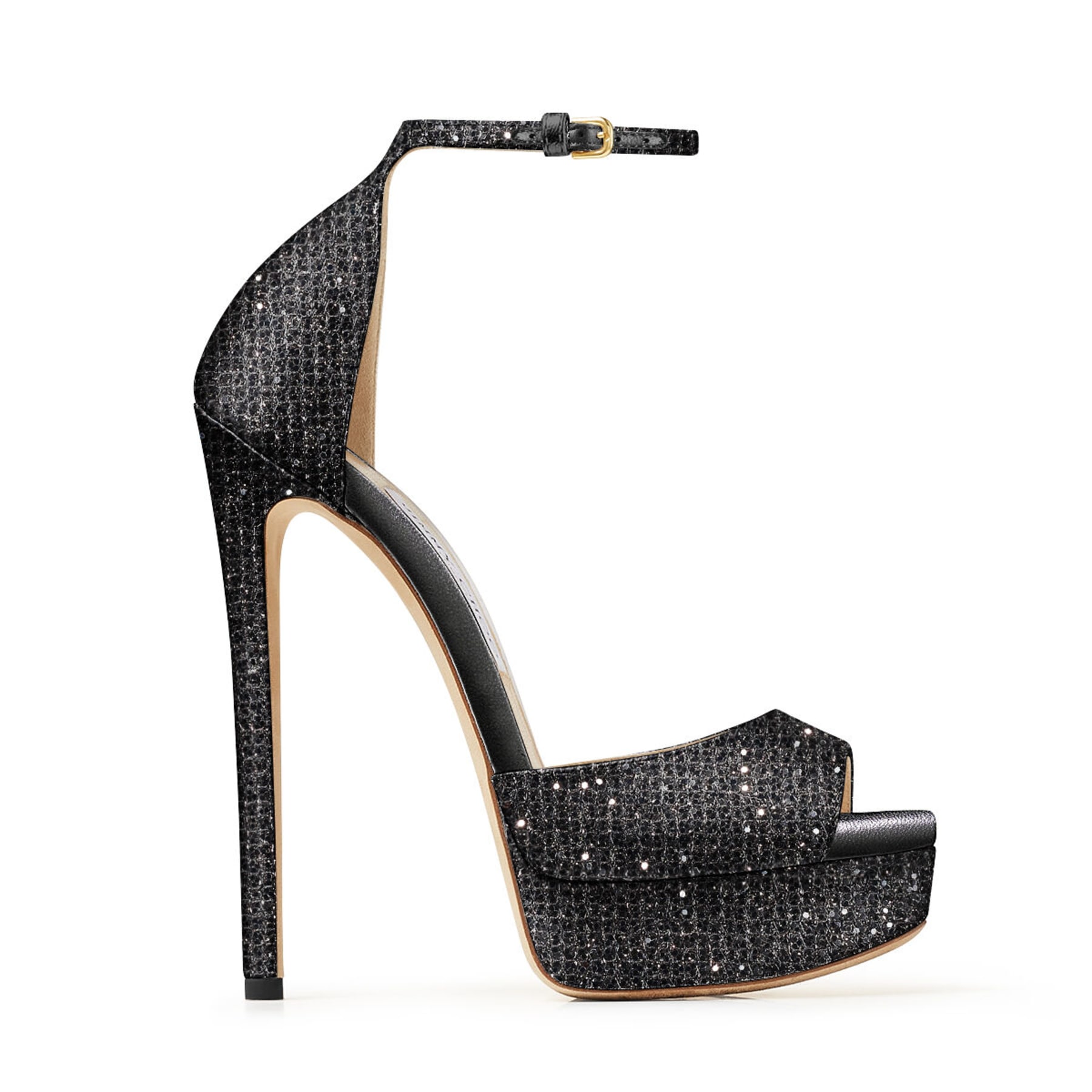 black glitter platforms