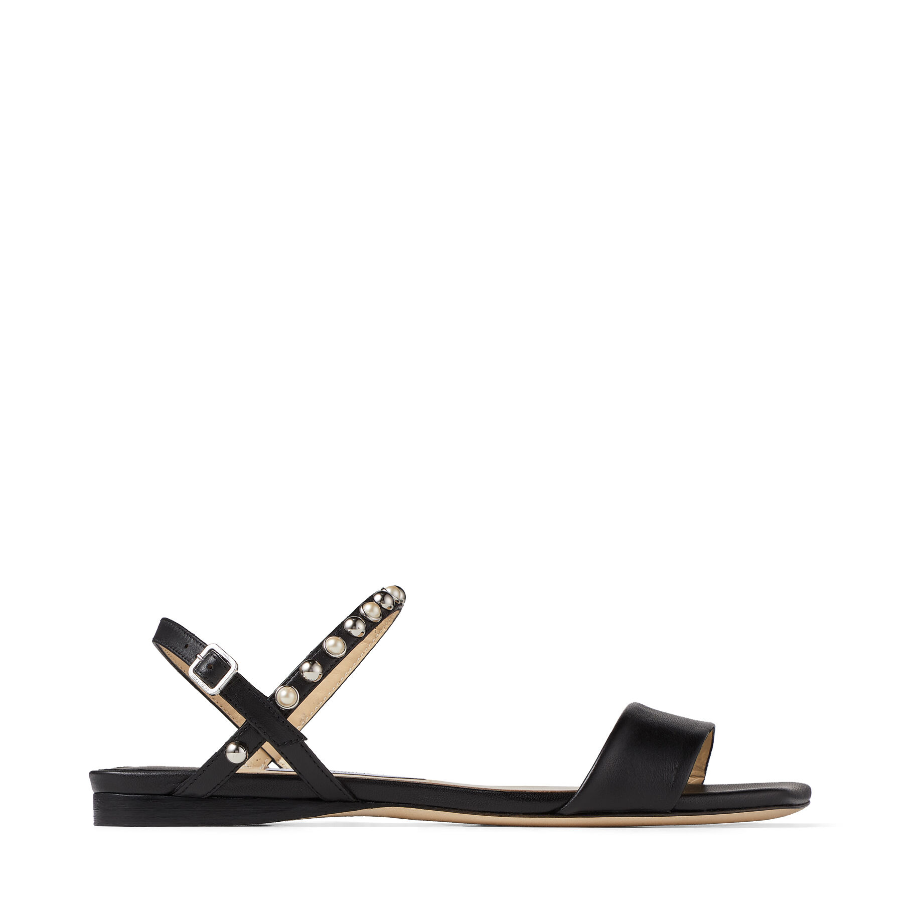 black and silver sandals flat
