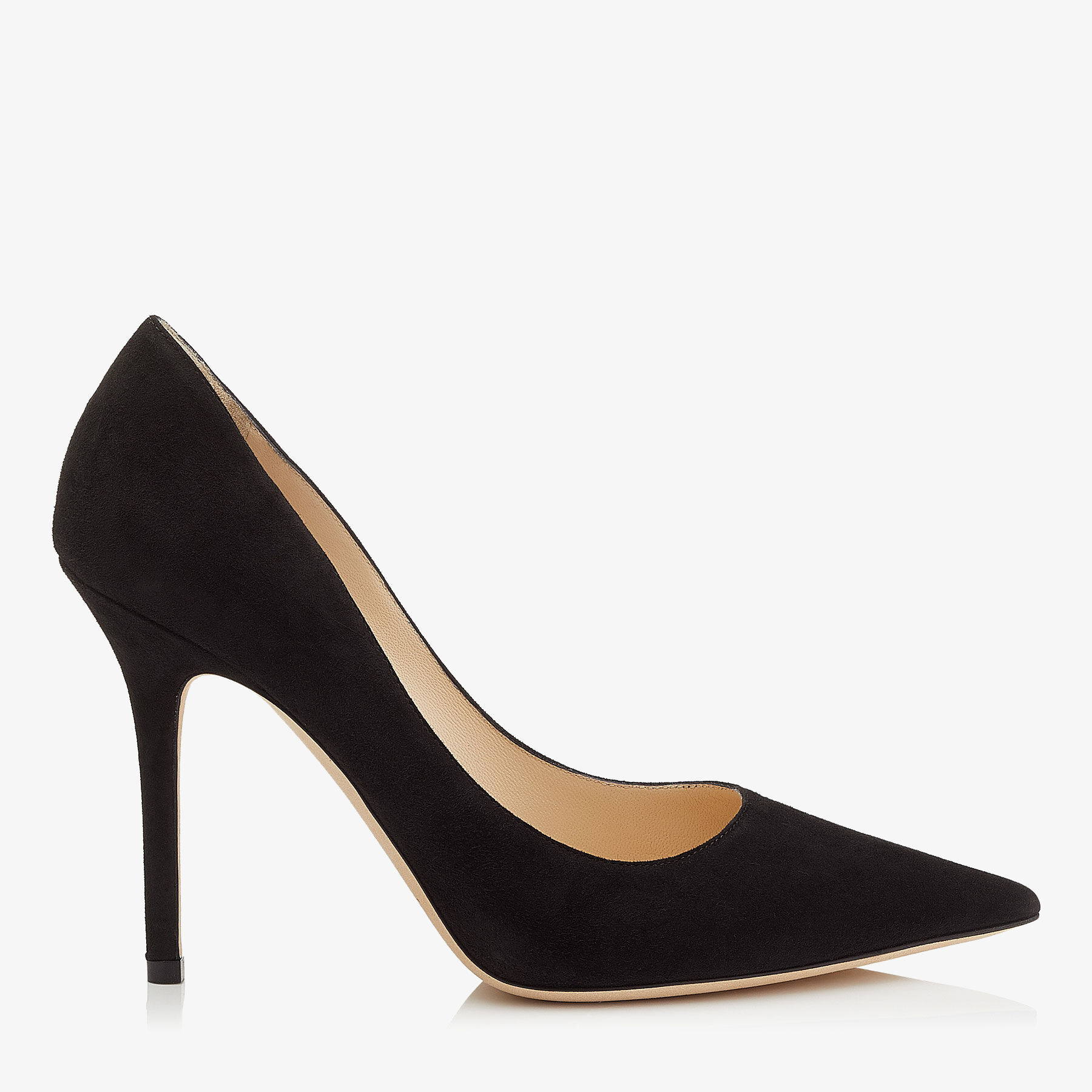 black suede pointed toe pumps