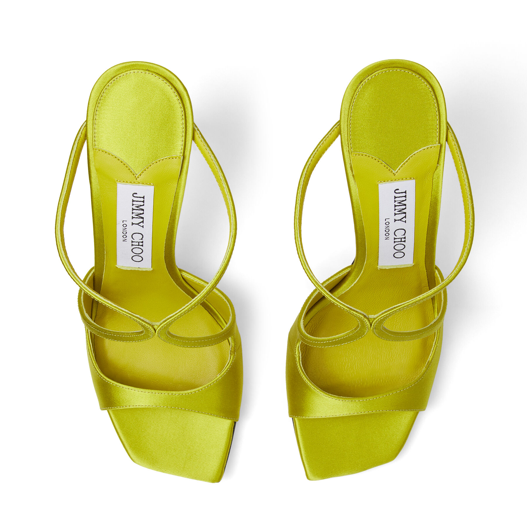 Lime Satin Mules | ANISE 95 | Winter 2021 Collection | JIMMY CHOO