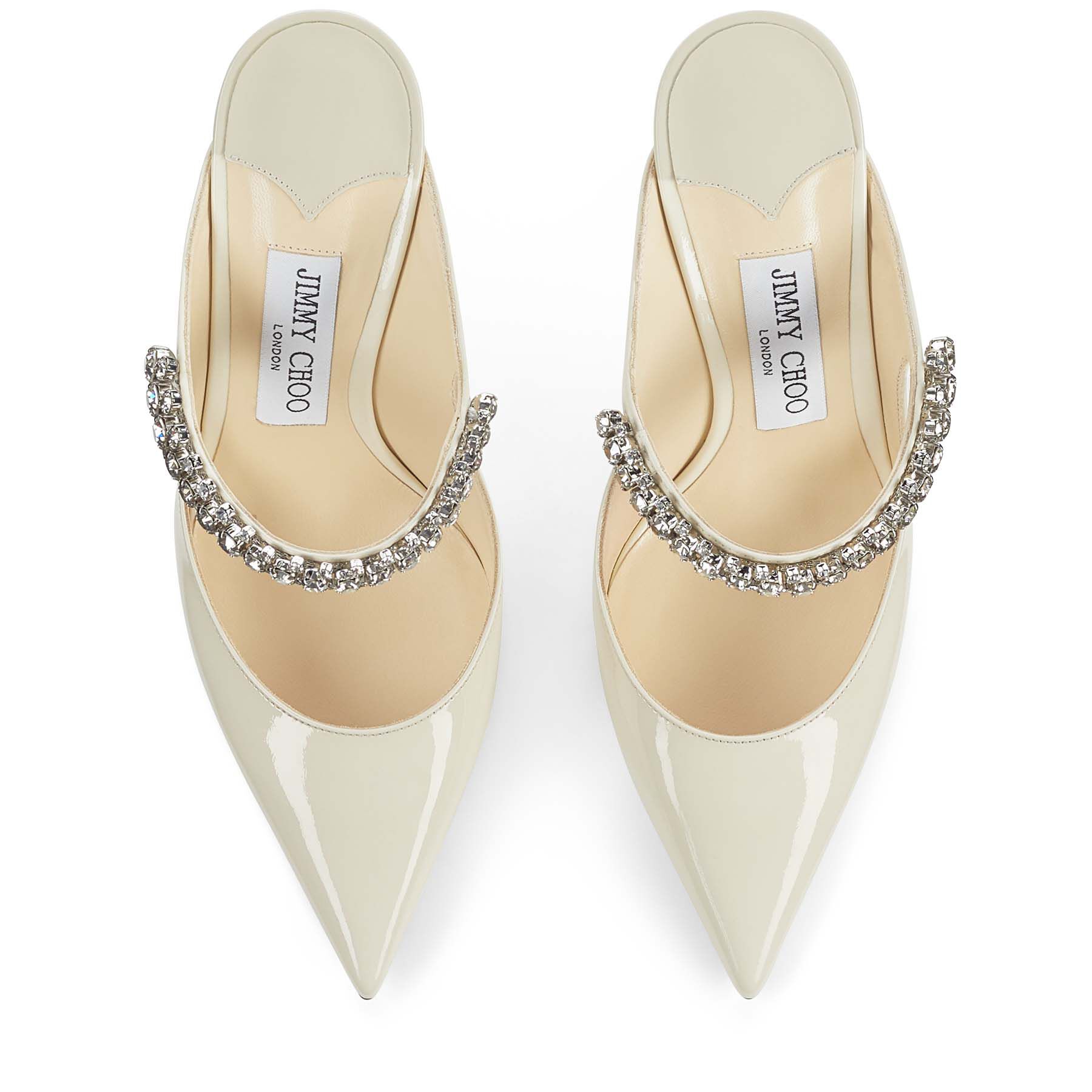 Linen Patent Leather Mules with Crystal Strap | BING 100 | Cruise 