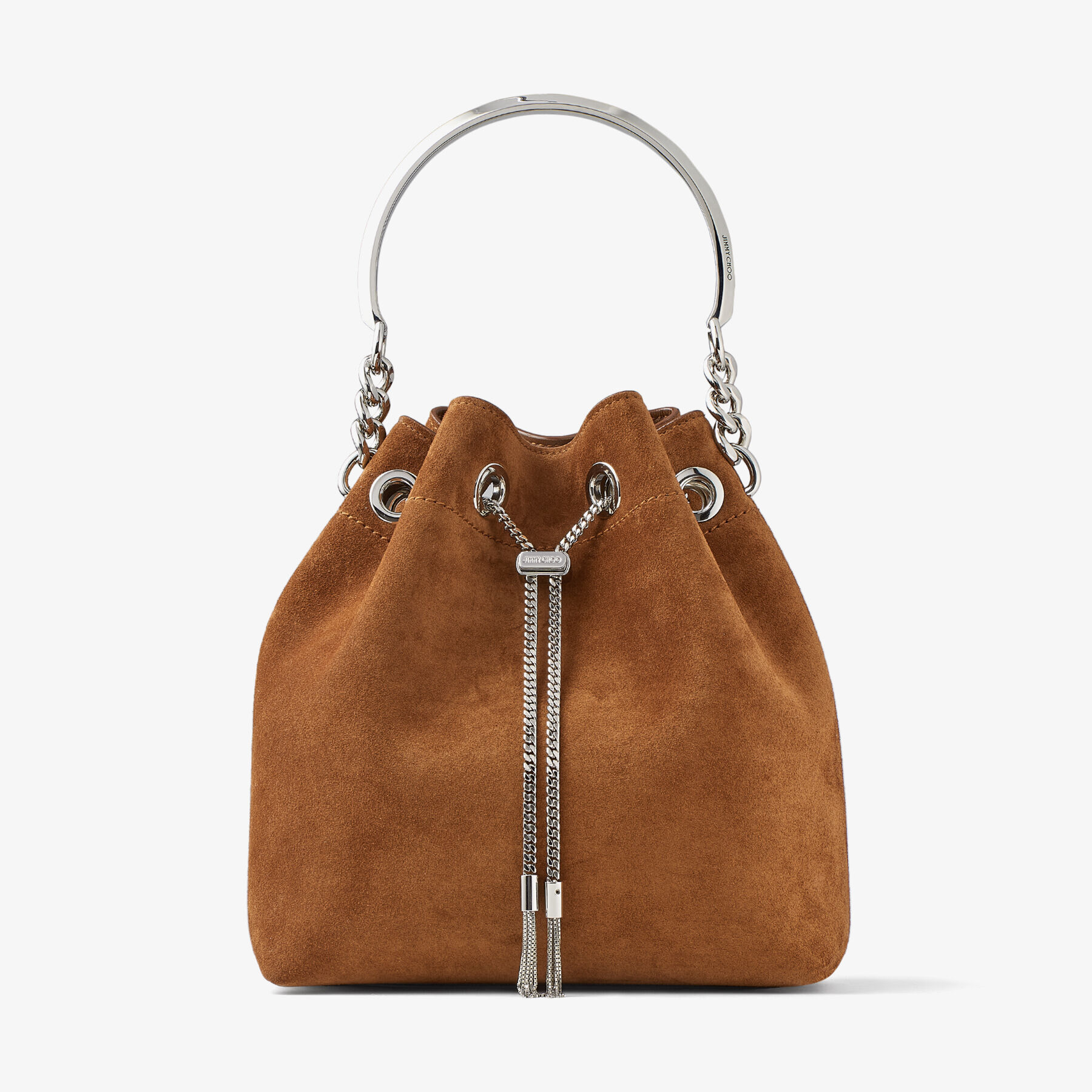 Tan suede bucket bag