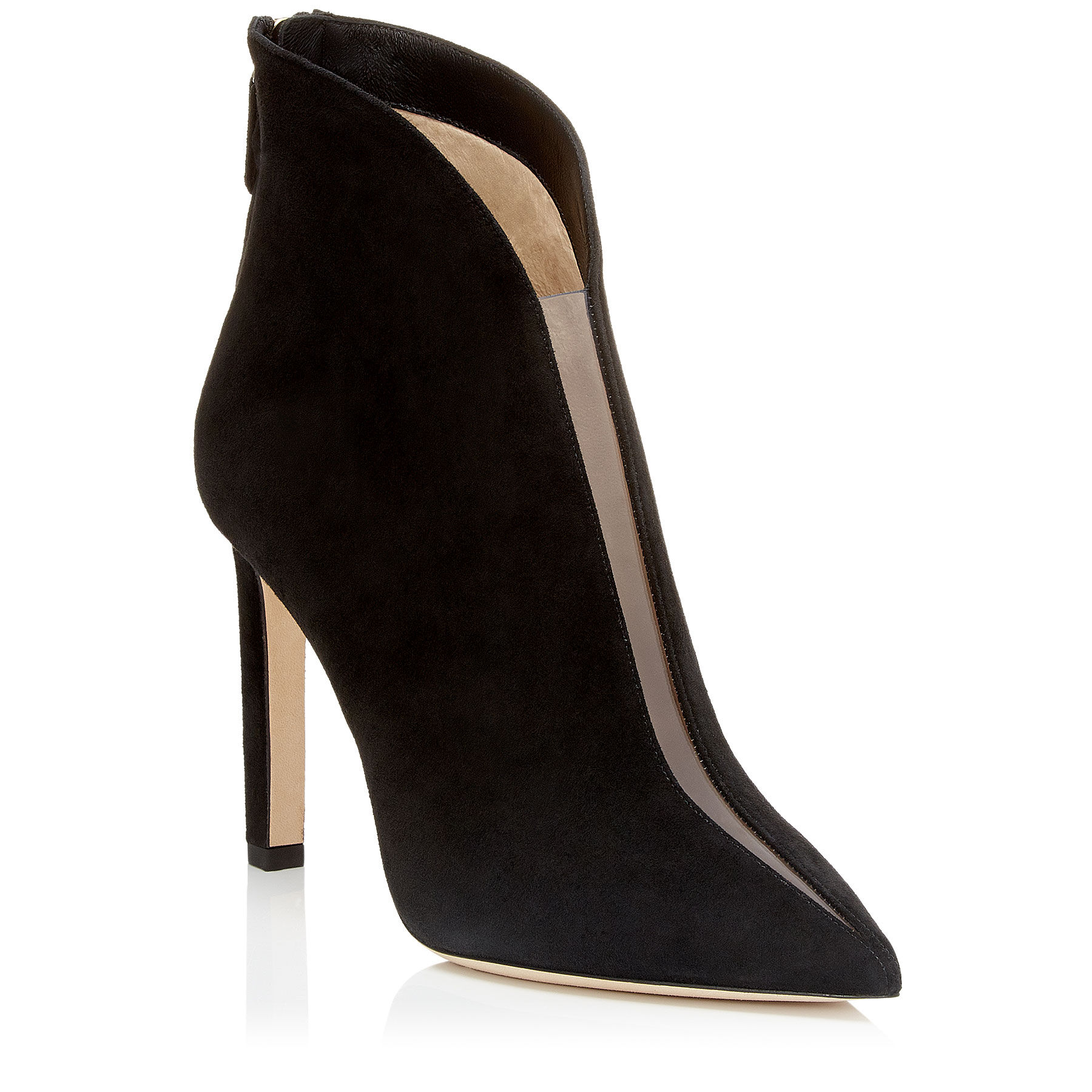Black Suede Pointed Toe Booties with