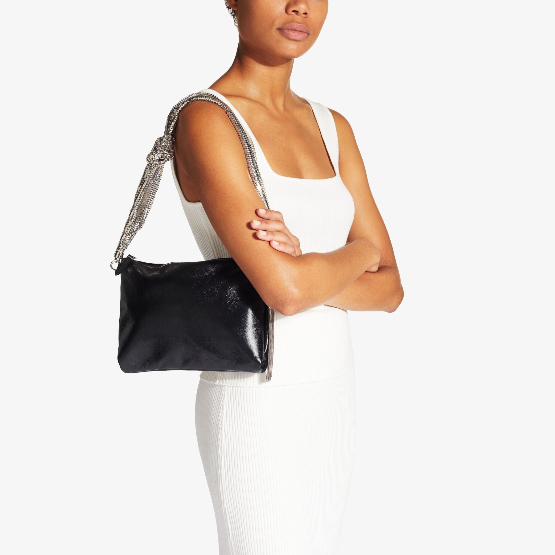 Black Vintage Leather Shoulder Bag with 