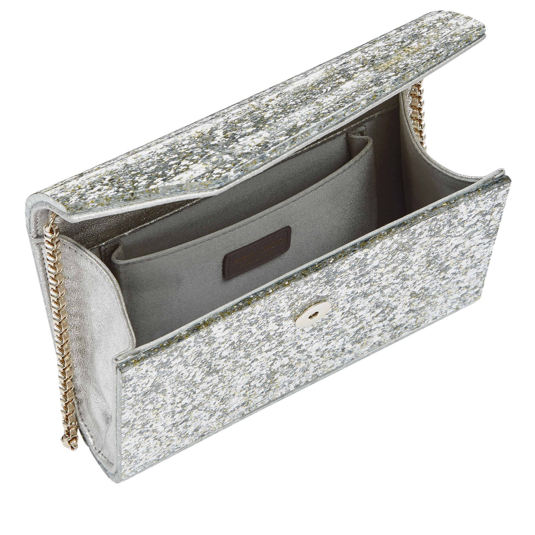 jimmy choo champagne glitter clutch