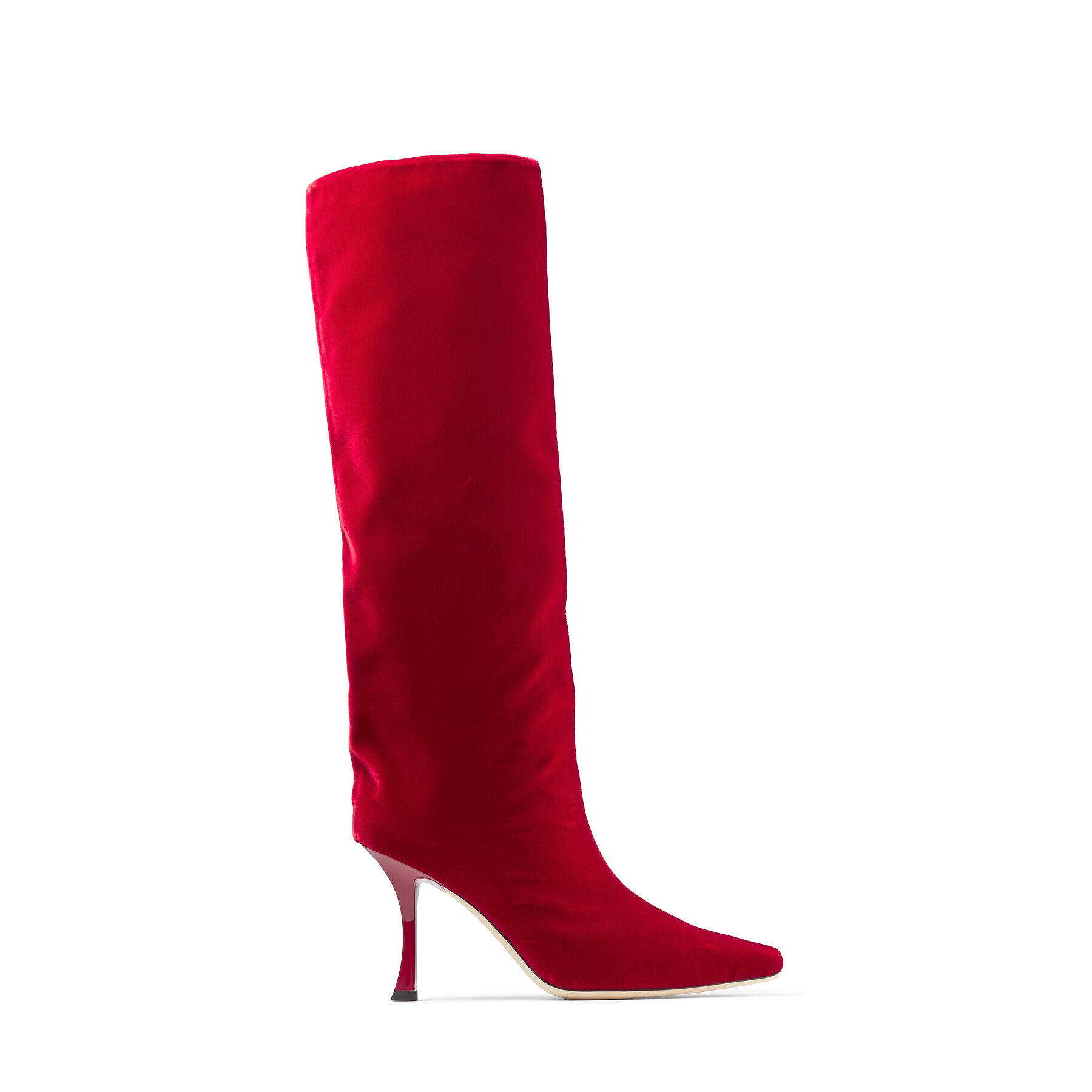 knee length red boots