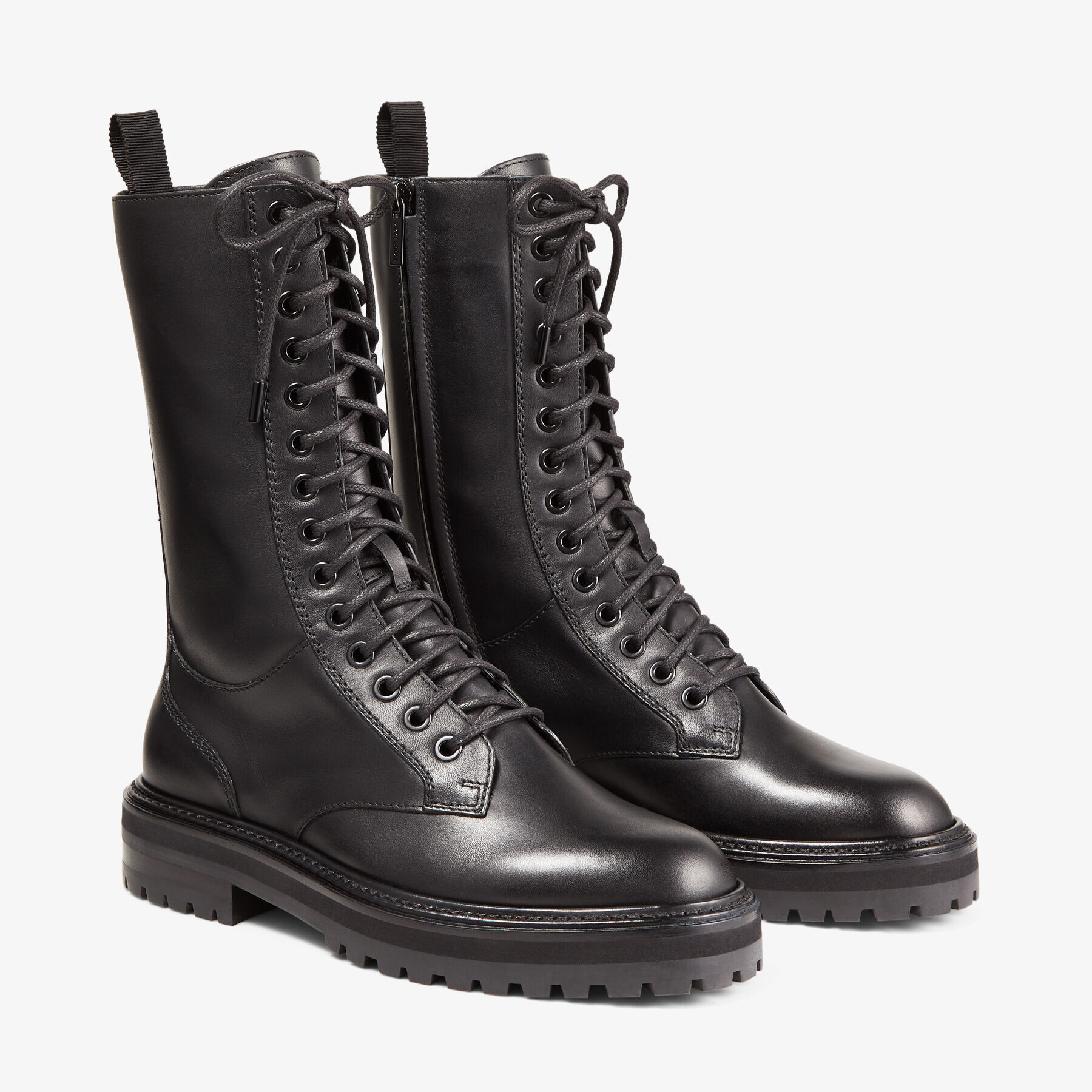 black flat combat boots