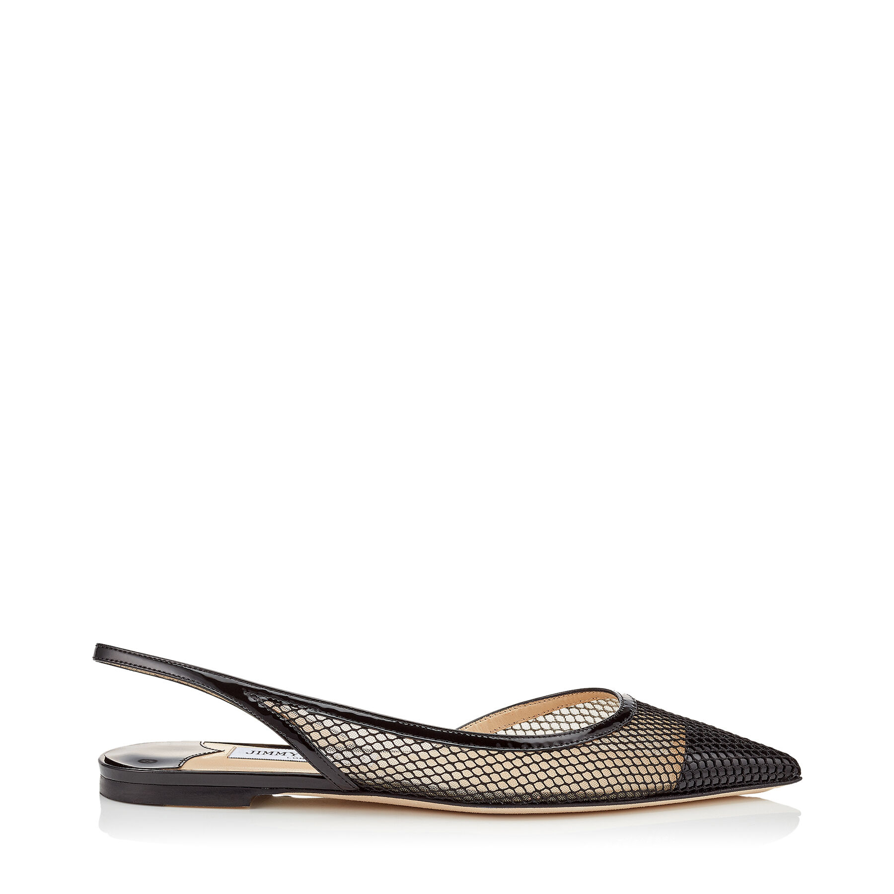 Black Patent Mesh Pointed Toe Flat Fetto Flat Pre Fall 19 Jimmy Choo See the jimmy choo misty glitter platform sandal in black. jimmy choo
