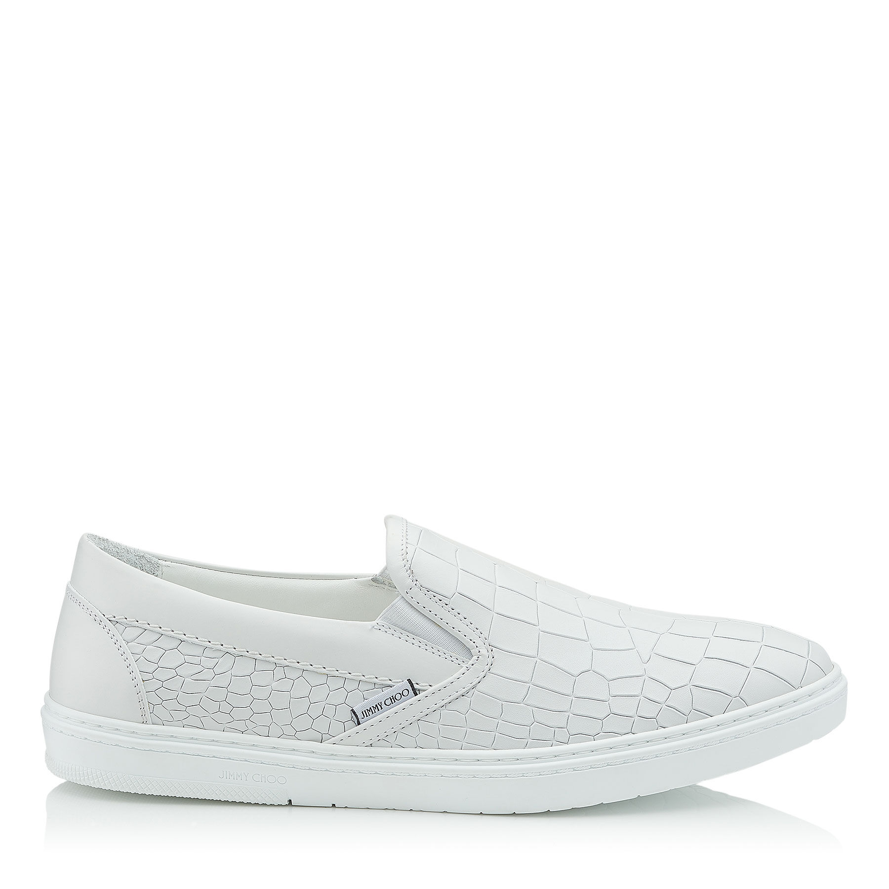 White Calf Leather Slip on Trainers 