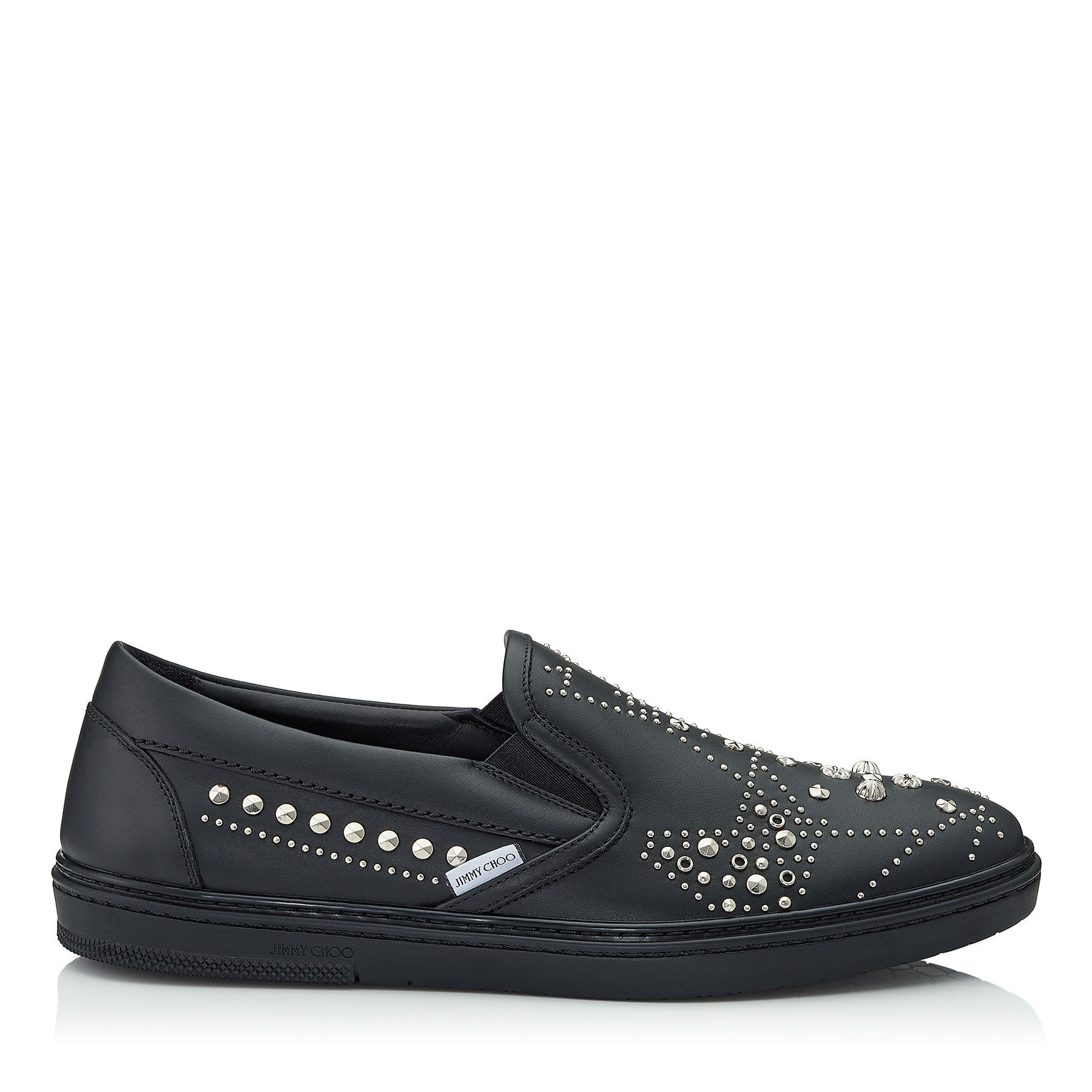 Black Leather Slip on Trainers with 