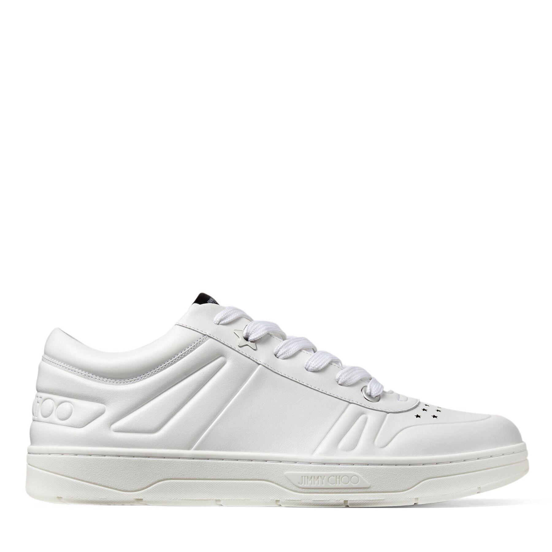White Calf Leather Lace-Up Trainers