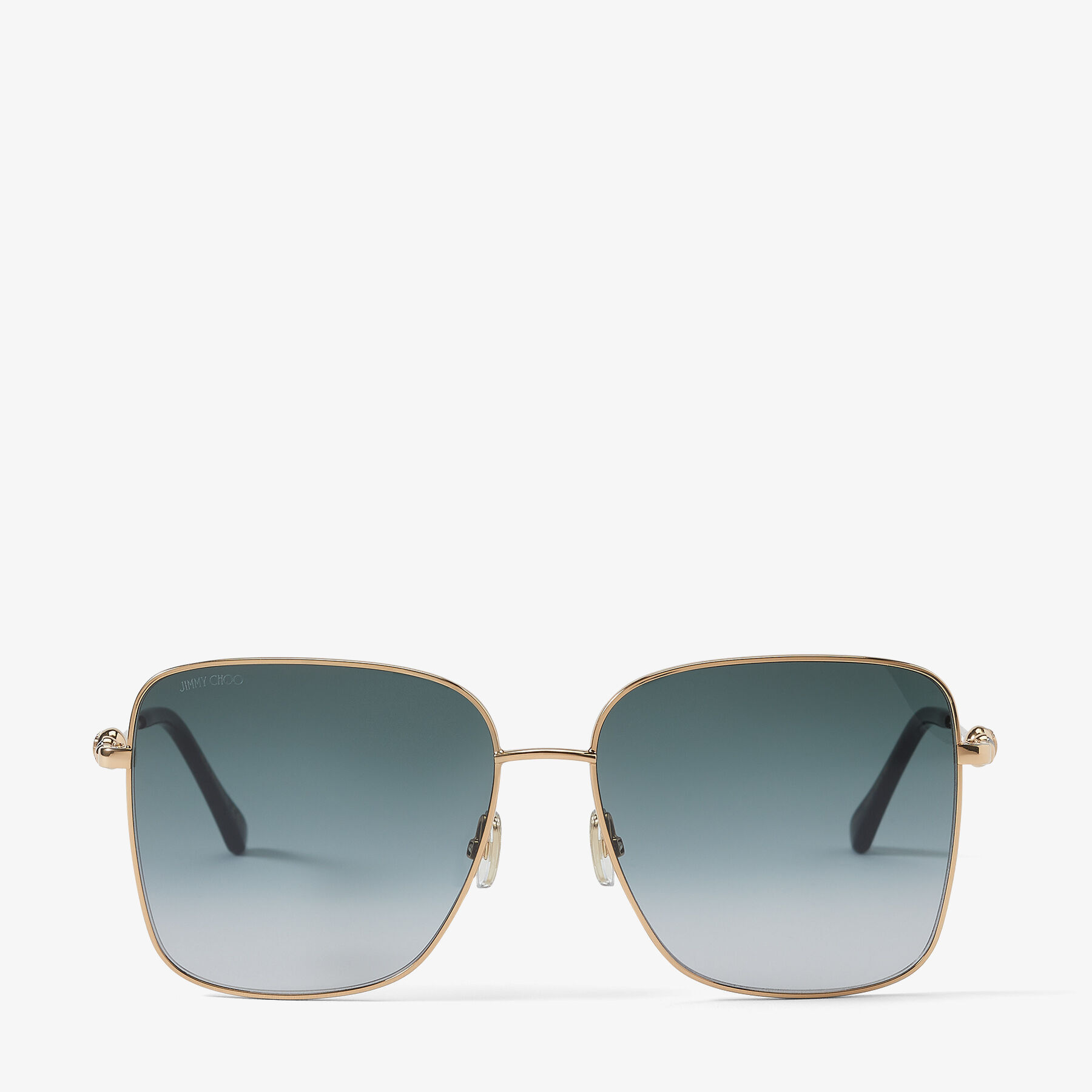 Occhiali da sole quadrati color oro rosa con lenti grigio sfumato| HESTER |  Primavera 2022 | JIMMY CHOO