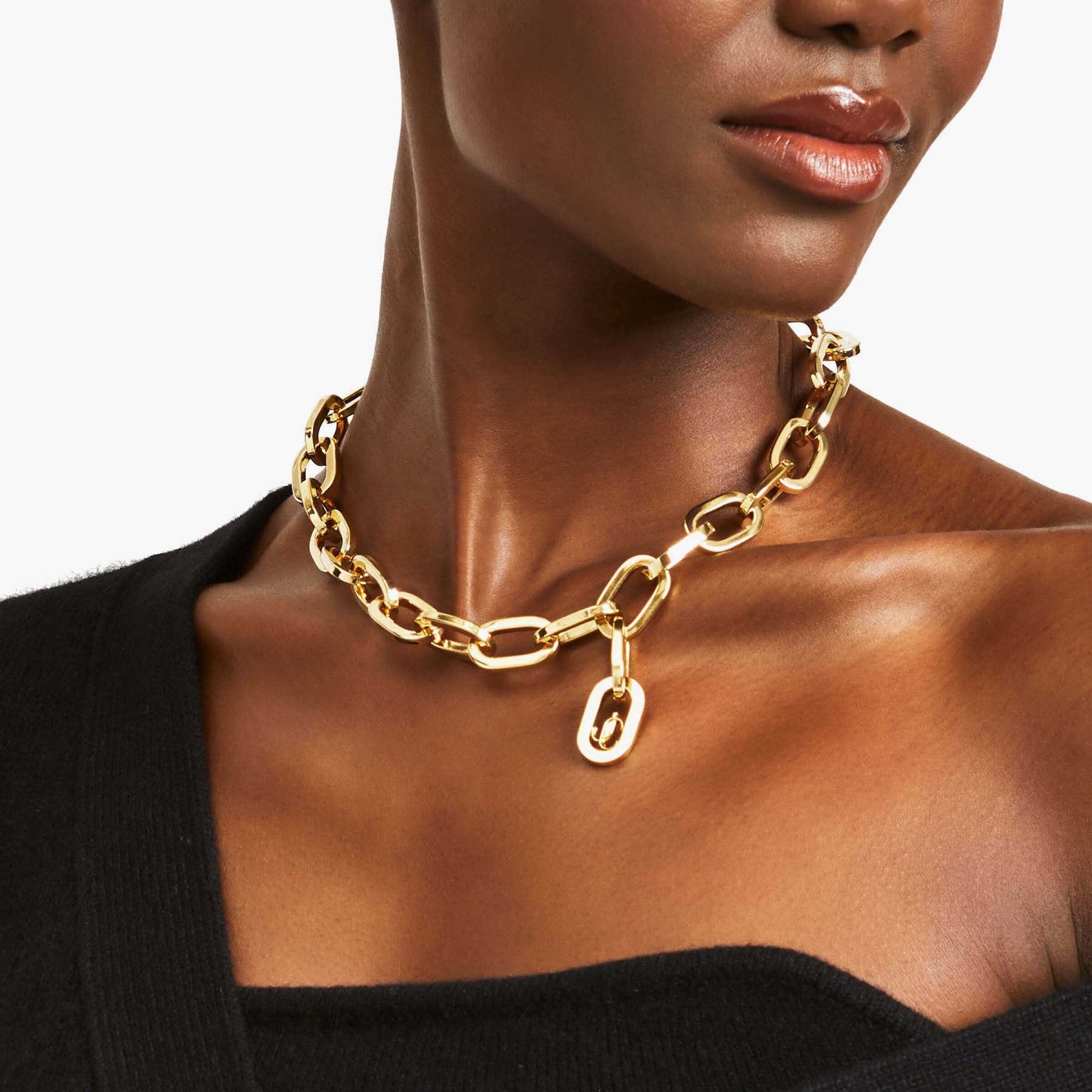 Gold-Finish Metal JC Chain Necklace | JC Chain Necklace 