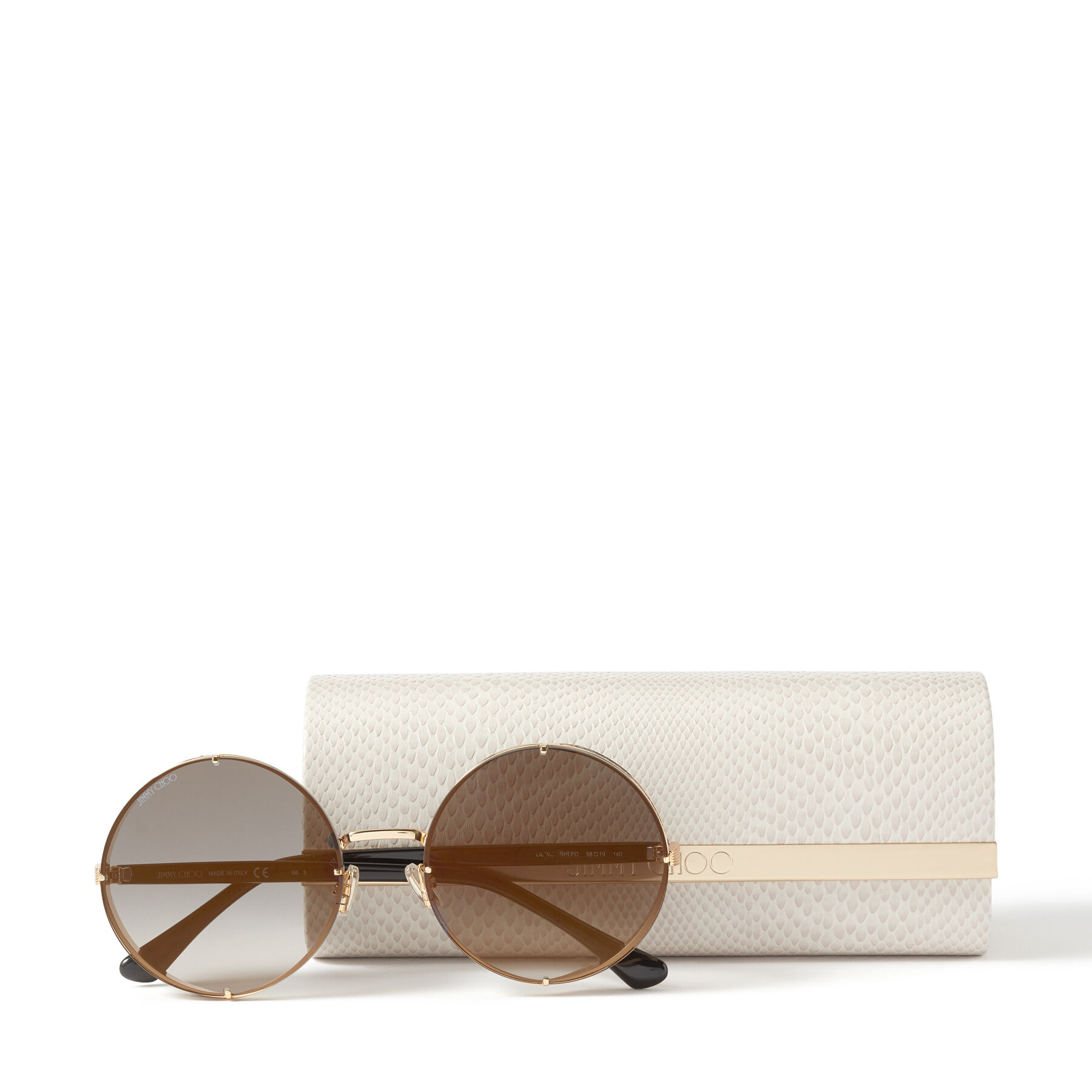 Rose Gold Metal Round Sunglasses with Grey-Shaded Mirror Lenses 