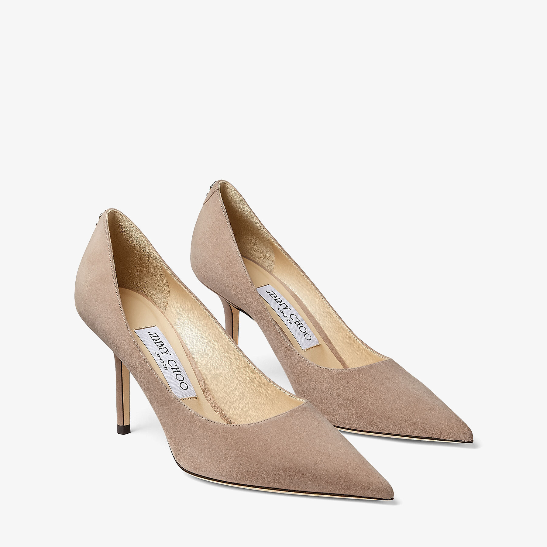 Ballet-Pink Suede Pointed Pumps with JC 