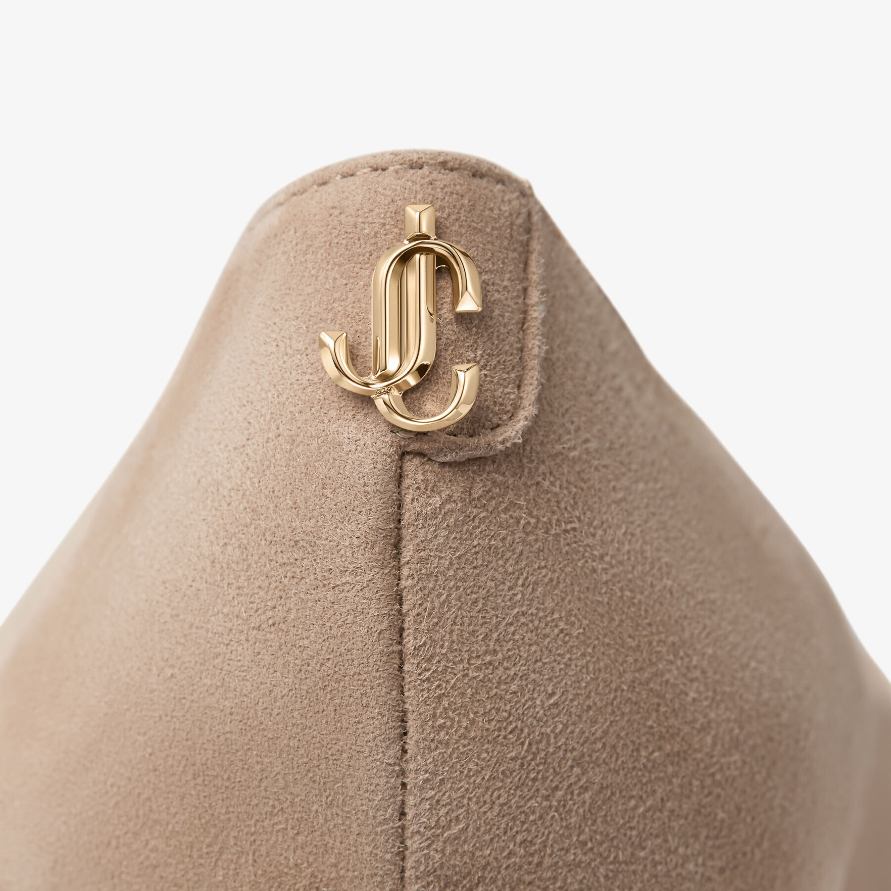 Ballet-Pink Suede Pointed Pumps with JC 