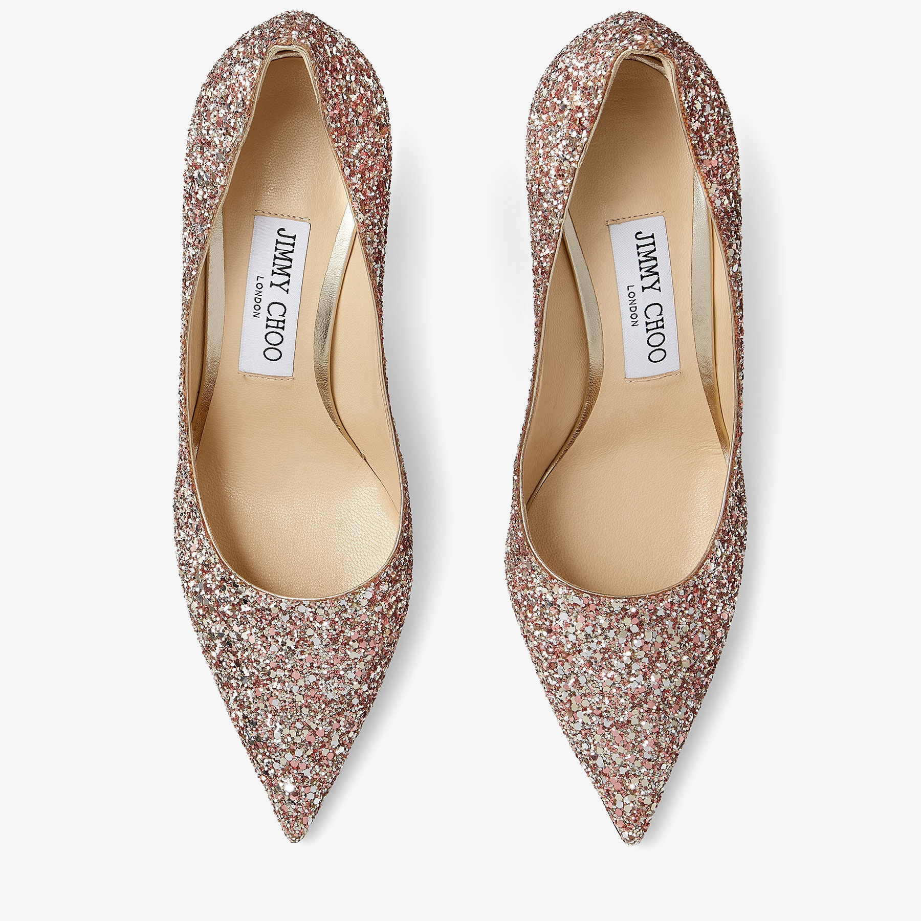 Rose Coarse Glitter Fabric Pointed Toe 