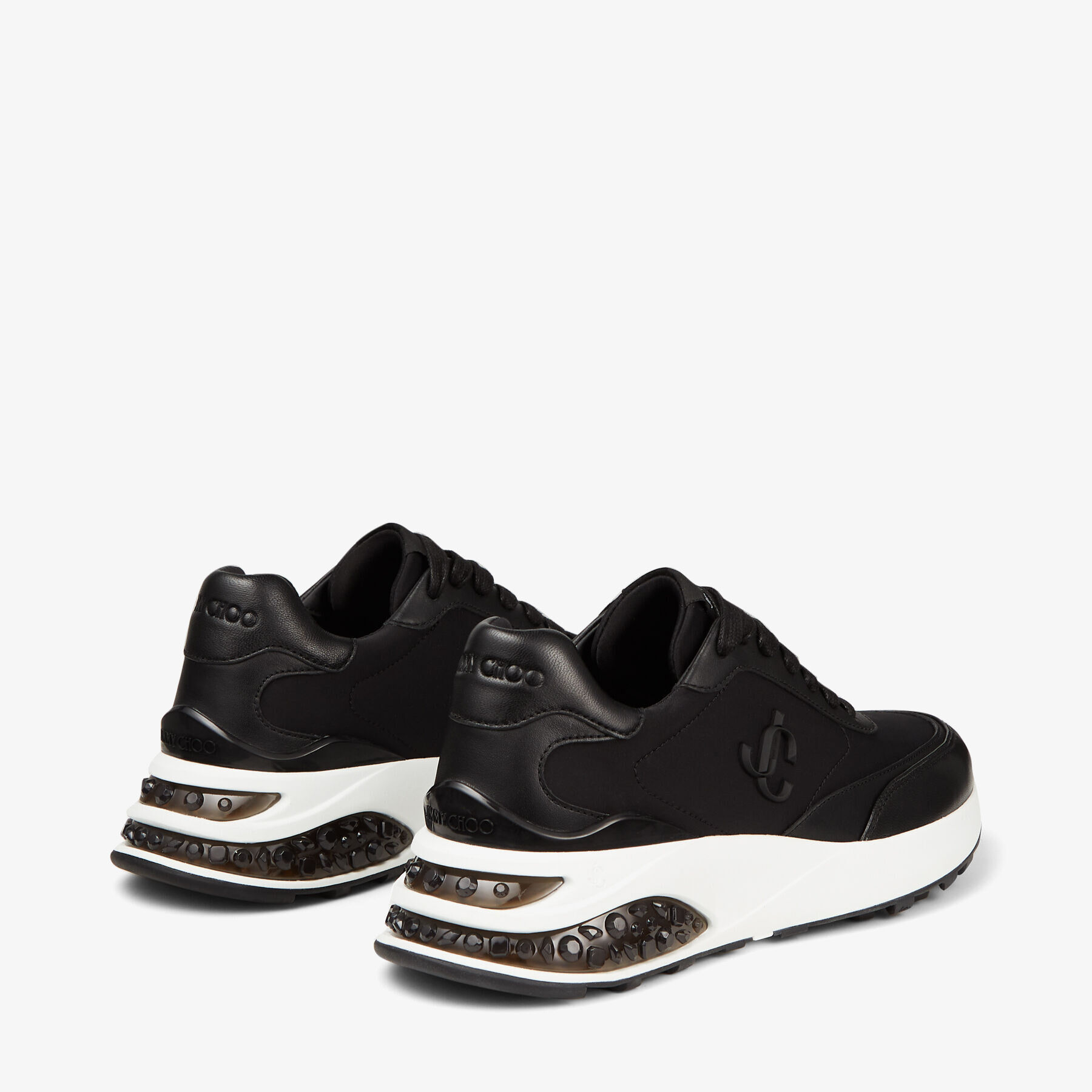 Black Neoprene and Leather Low Top Trainers | MEMPHIS LACE UP/F 