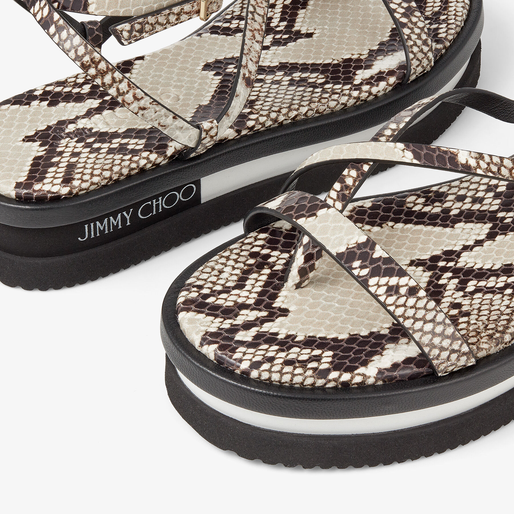 Roccia Snake Printed Leather Platform Sandals | PINE FLAT | Summer 