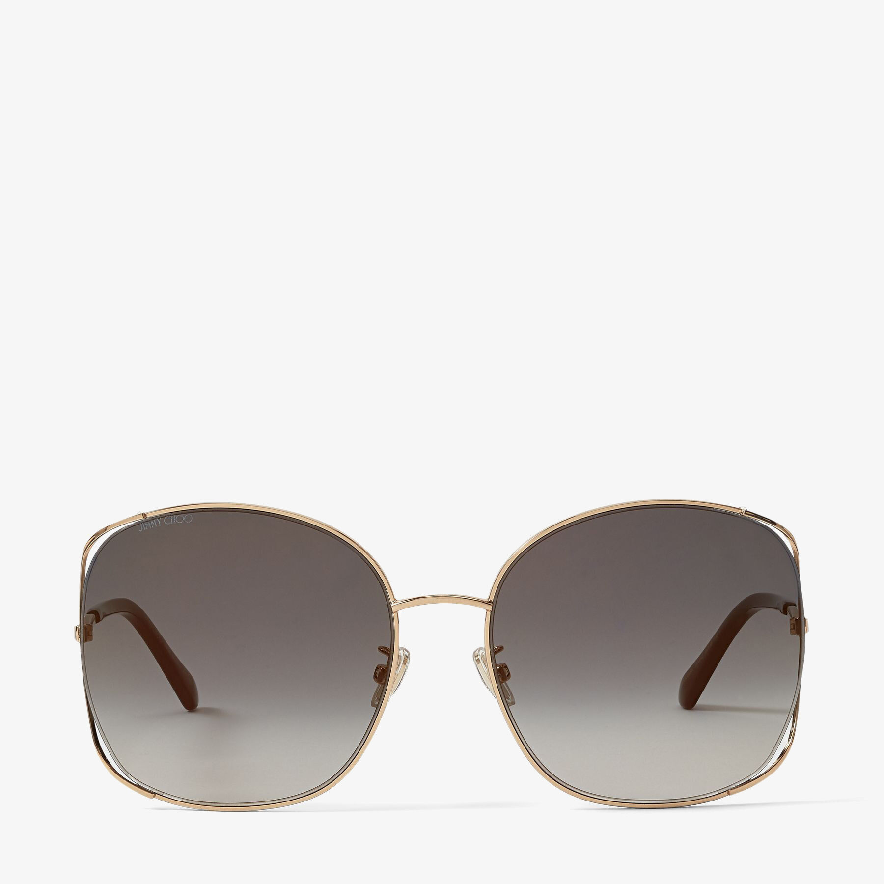 Gafas de sol con montura ovalada en color oro rosado con adornos de cristal  | TINKA | Primavera-verano 2021 | JIMMY CHOO