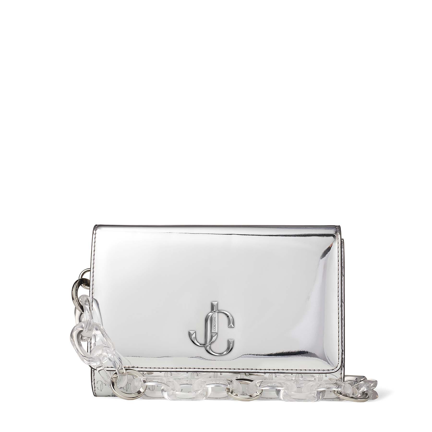 silver clutch with strap